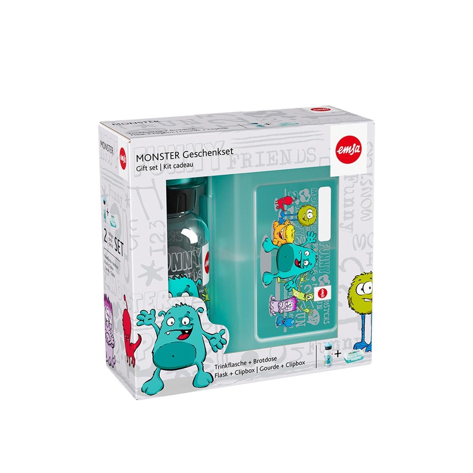 Trinkflasche Trinkflasche im 2 er Set mit Brotdose Monster