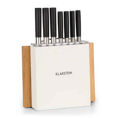 Klarstein Messer-Set Kitano Plus Messer-Set 9 tlg. Holzblock Bambus-Schneidebrett weiß