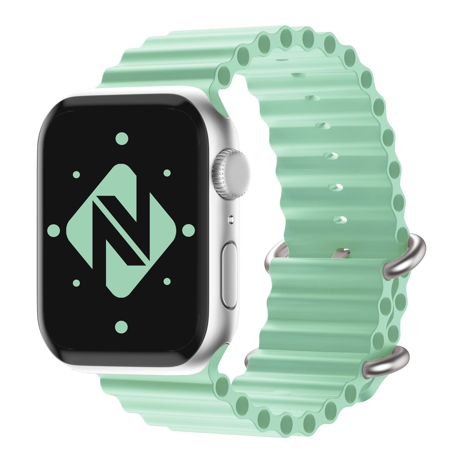 Nalia Smartwatch-Armband Apple Watch 38mm/40/41/42(Serie 10/11), Ocean Style Sportarmband / Silikon Ersatzband / Metall-Ring Verschluss
