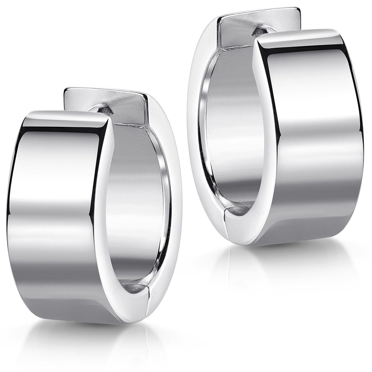 Materia Paar Creolen Серьги Damen Silber breit Ø16,5 SO-377, 925 Sterling Silber, rhodiniert