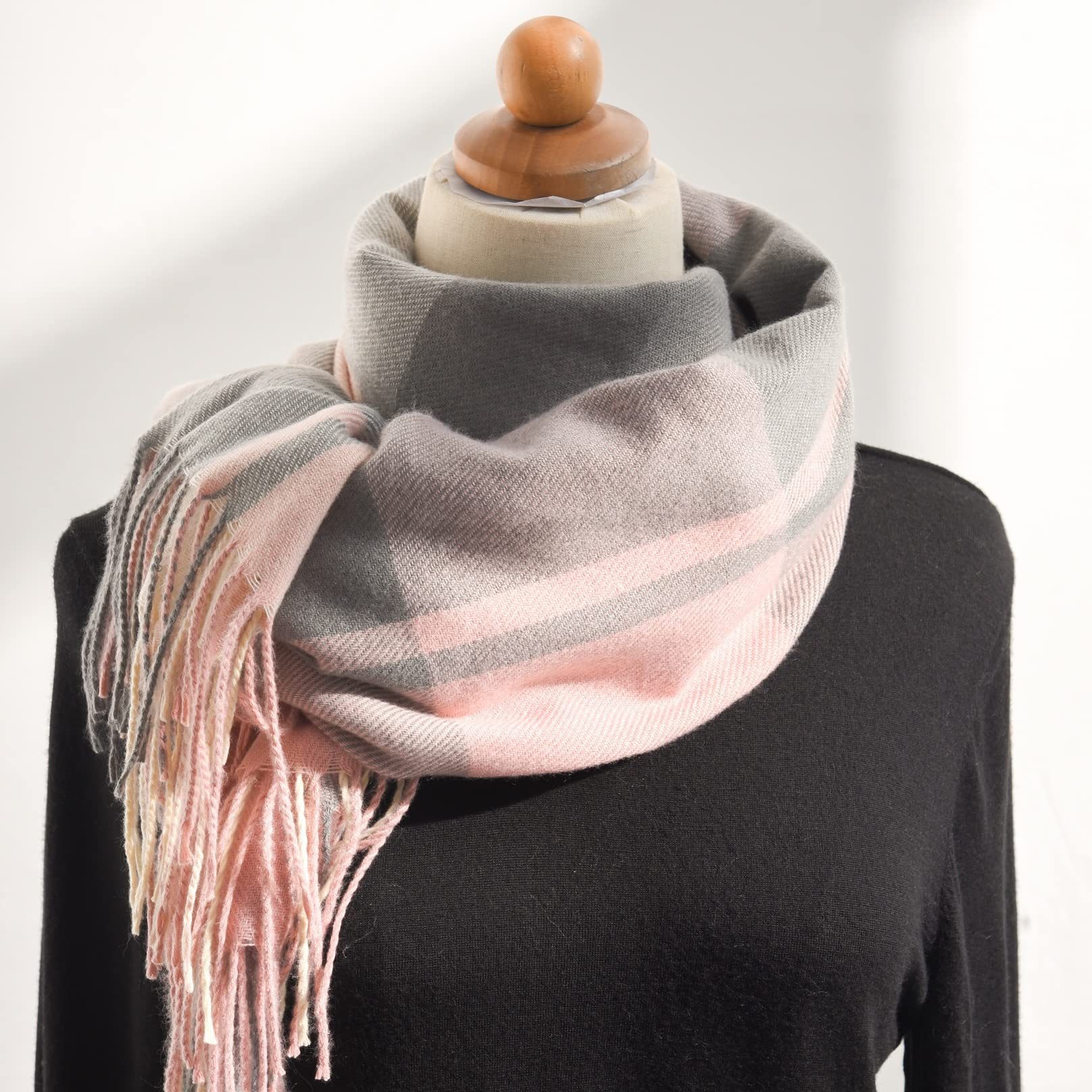 Coonoor Modeschal Damen Kariert Oversized Schal mit Fransen, Winterschal We günstig online kaufen