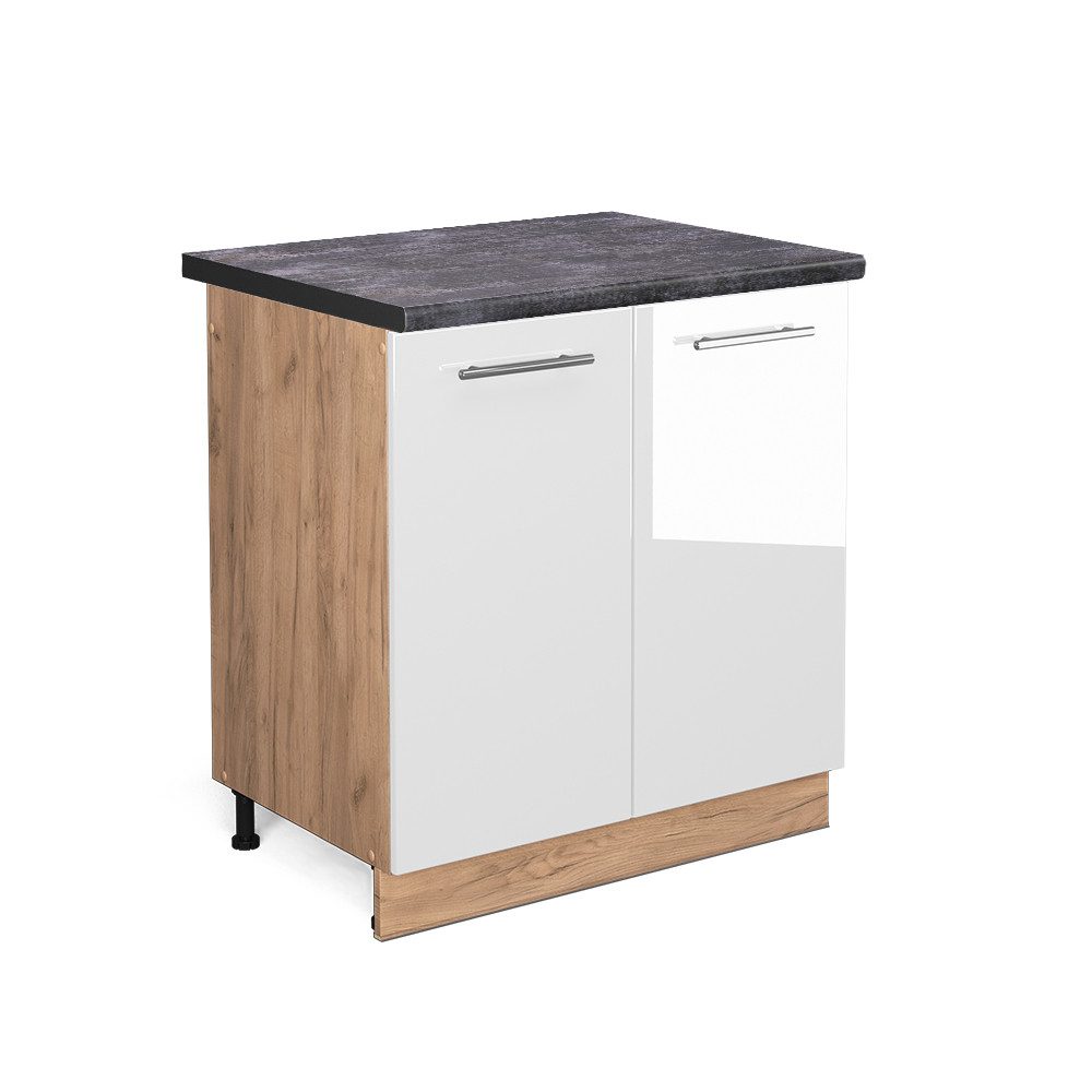 Vicco Spülenunterschrank Fame-Line, Weiß Hochglanz/Goldkraft Eiche, günstig online kaufen
