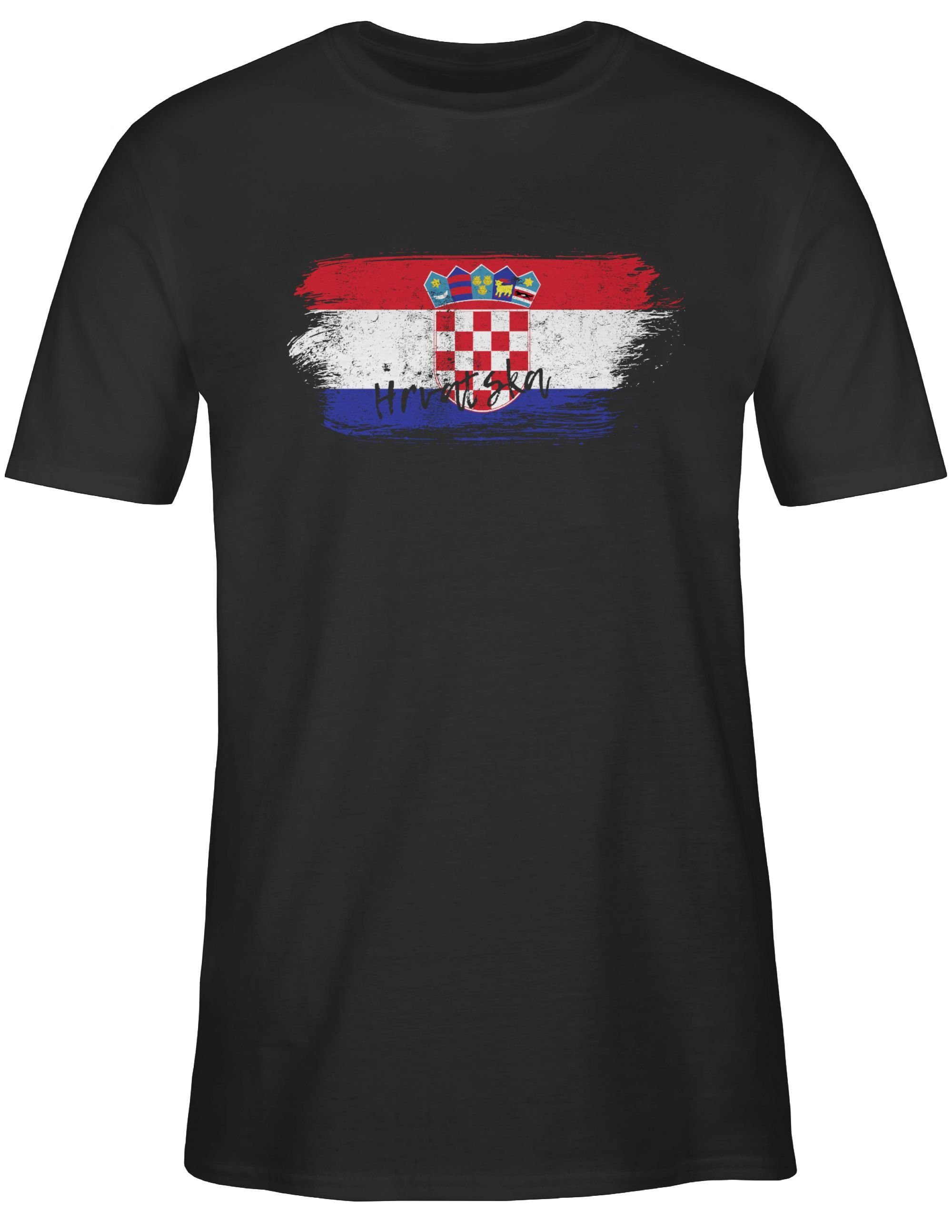 Schwarz T-Shirt 1 2024 Fussball Kroatien Shirtracer EM Vintage