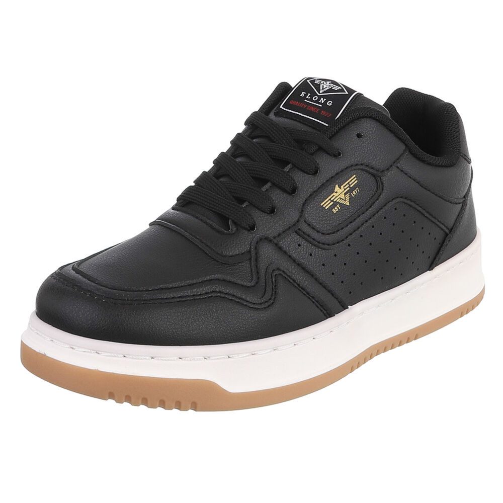 Coolwalk Herren Sneaker Schnürschuh in Lederoptik, urban Sneaker (91563862) Flach Sneakers in Schwarz