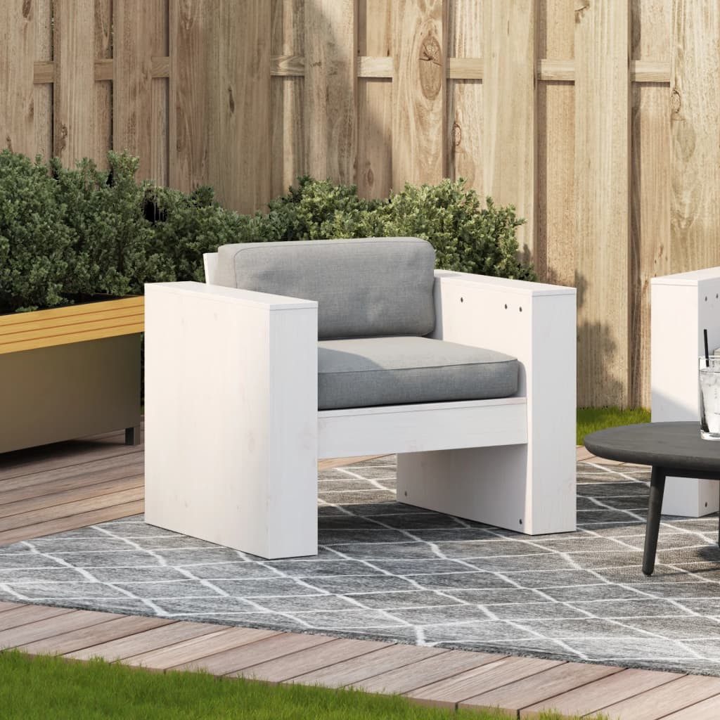 vidaXL Gartenstuhl Gartensessel Gartenstuhl Holzstuhl Loungesessel Weiß 79x60x62 cm Massi