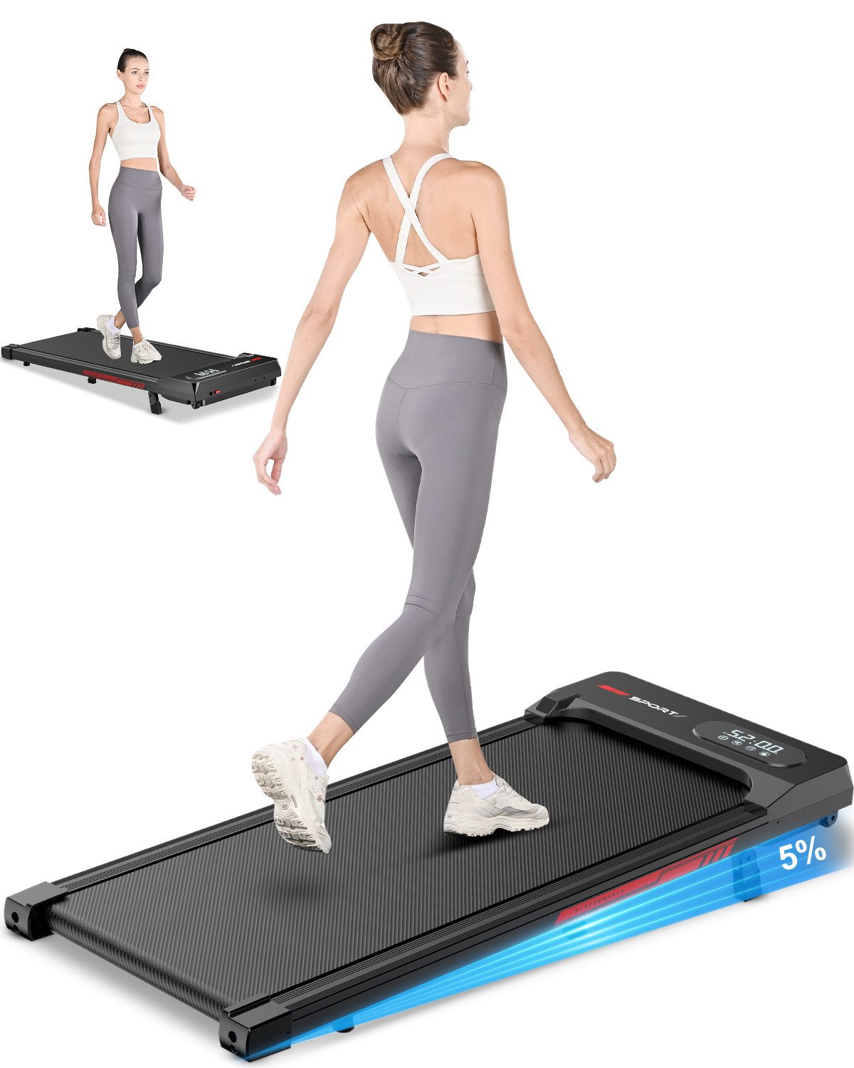 LONTEK Klappbares Laufband Für Zuhause - Mit 9% Steigung & 12 Km/h Maximalgeschwindigkeit