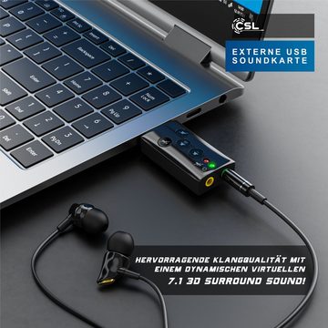 CSL USB-Soundkarte 7.1 Surround, Extern, Virtual Surround, Funktionstasten, Dynamic 3D Surround Sound