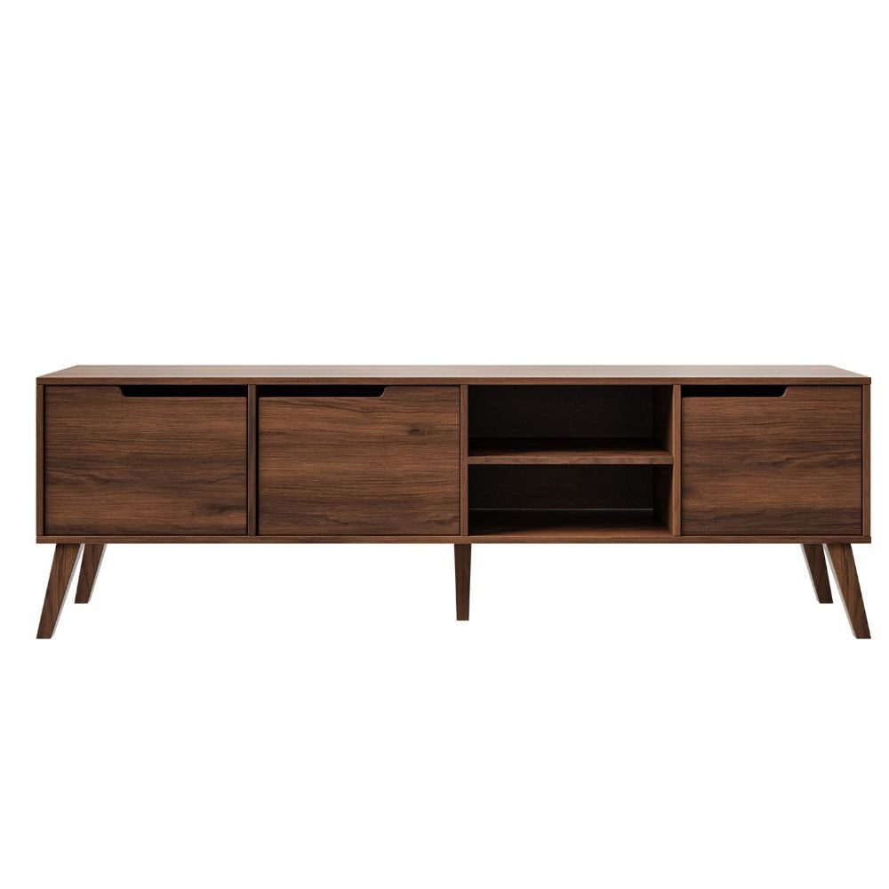 Compleo TV-Schrank mit 3 Türen, Nussbaum oder Kaschmir, Lowboard MONIS