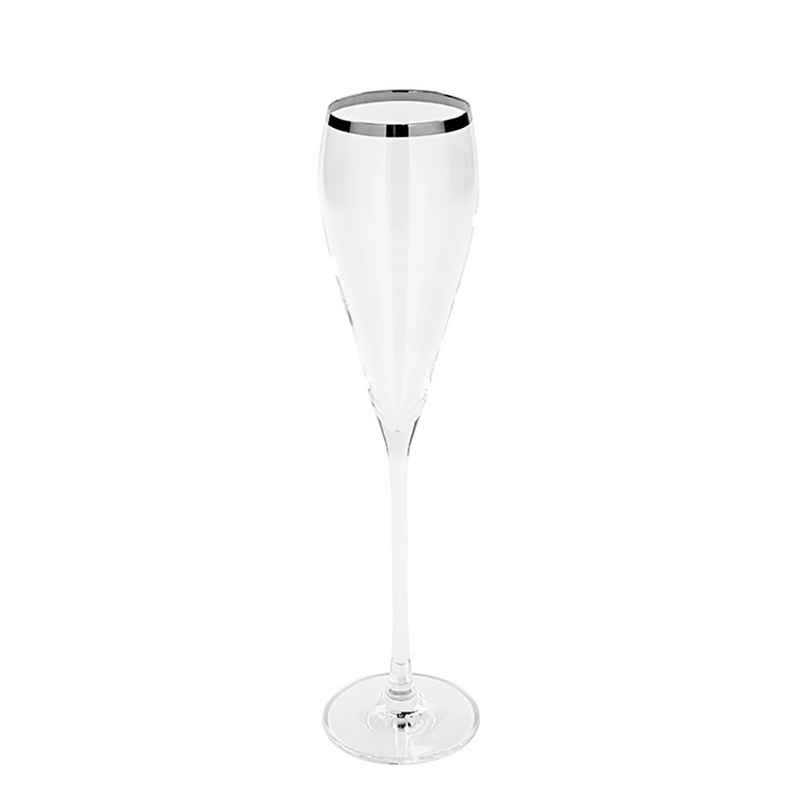 Fink Glas FINK Champagnerglas Platinum - silber-transparent - H. 28cm x B. 6cm, Glas, Platinumauflage