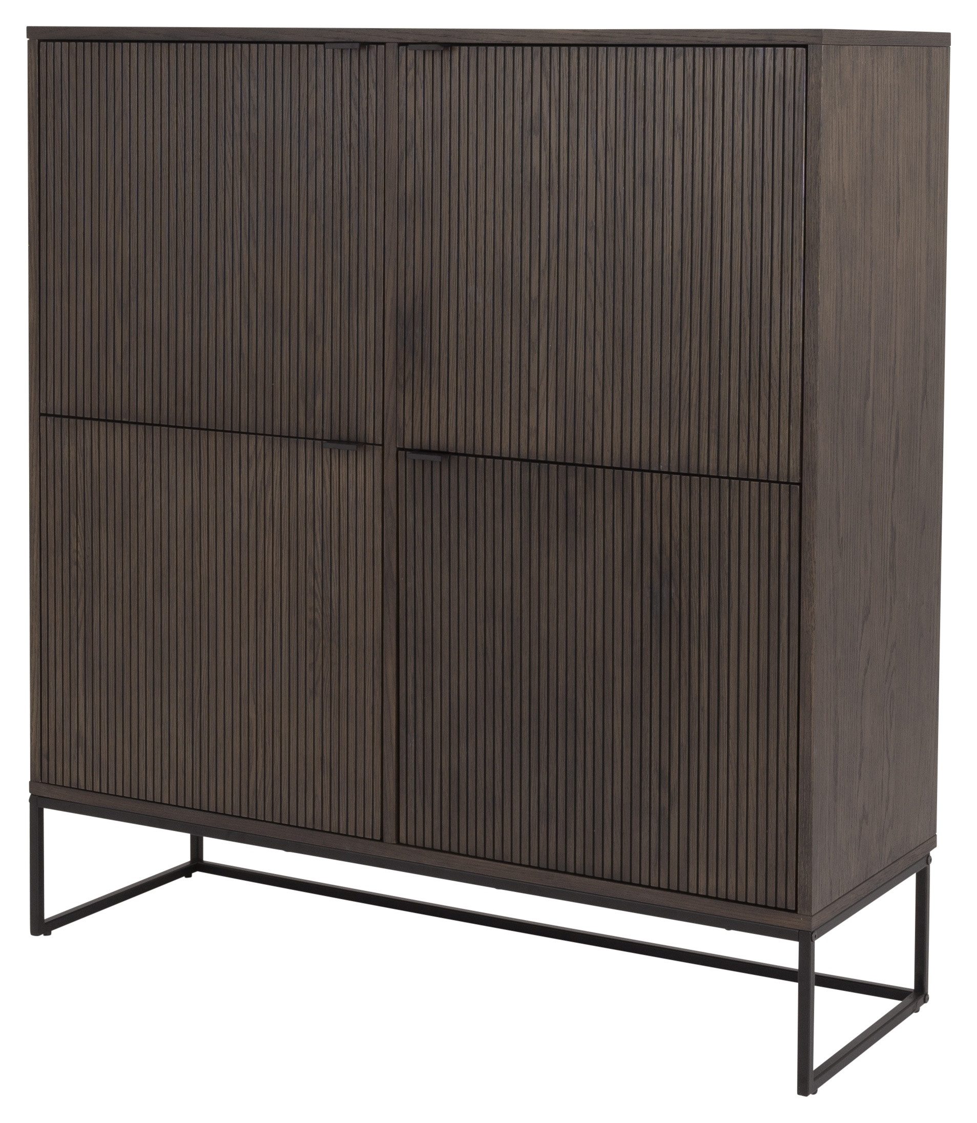 Tenzo Highboard BALI, Geriffelte Eichenfront, verstellbare Einlegeböden