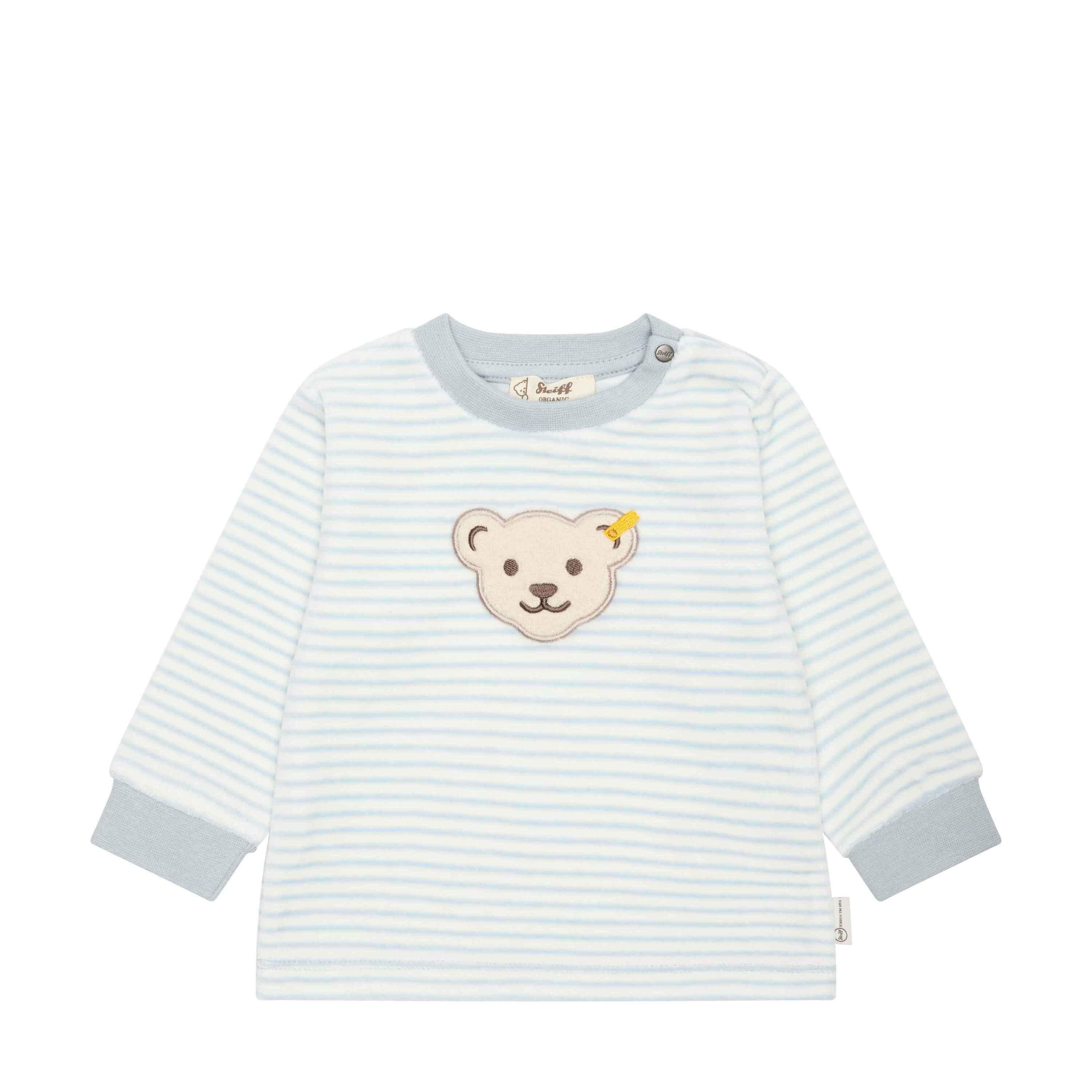 Steiff Sweatshirt Sweatshirt GOTS Baby Wellness lässig mit Teddykopf celestial blue