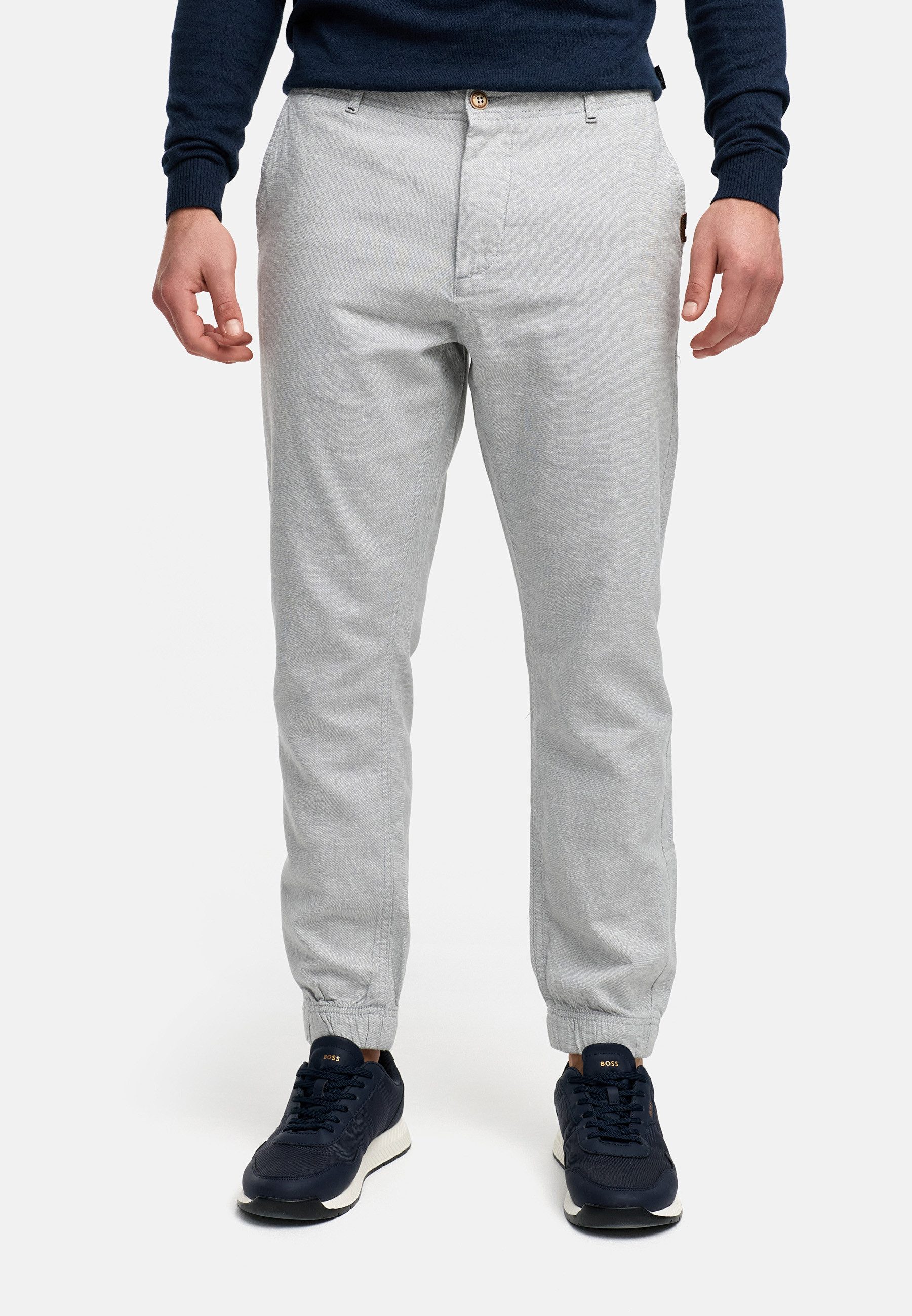 Indicode Leinenhose Blnda samt dekorativem Gürtel günstig online kaufen