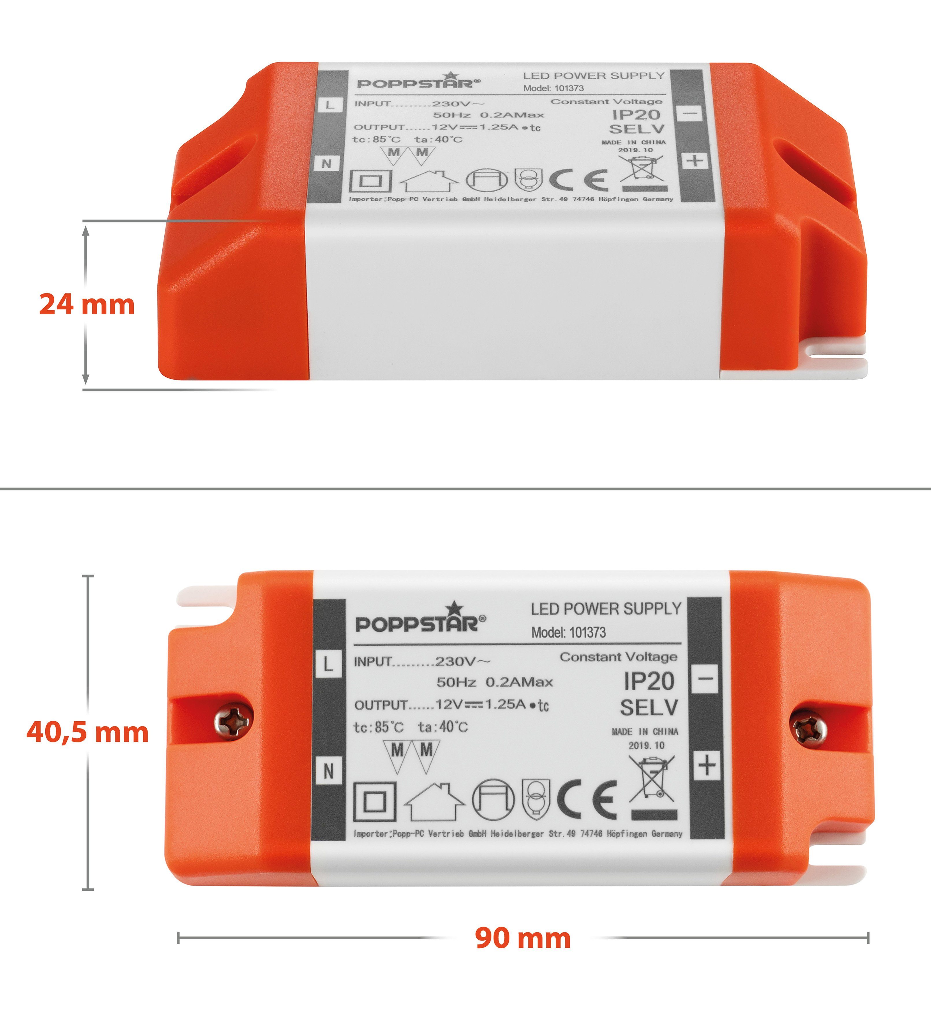 und LED 0,15 Watt Transformator (für Trafo 1,25A Poppstar 15 LED LED Strips, LED 230V DC Bänder) / bis LED Lampen 12V AC