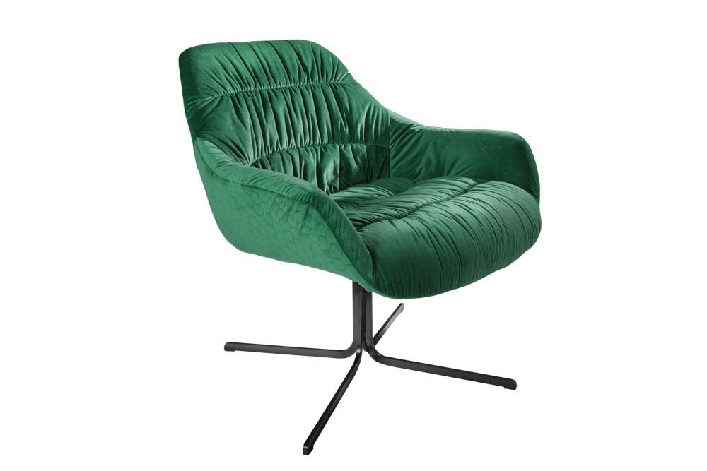 smaragdgrün schwarz, BIG 360° drehbar Samt · Retro · · Sessel / DUTCH Wohnzimmer riess-ambiente