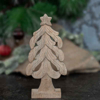 Antikas Weihnachtsfigur Skulptur, Weihnachtsbaum Naturholz, Tischdeko zu Weihnachten