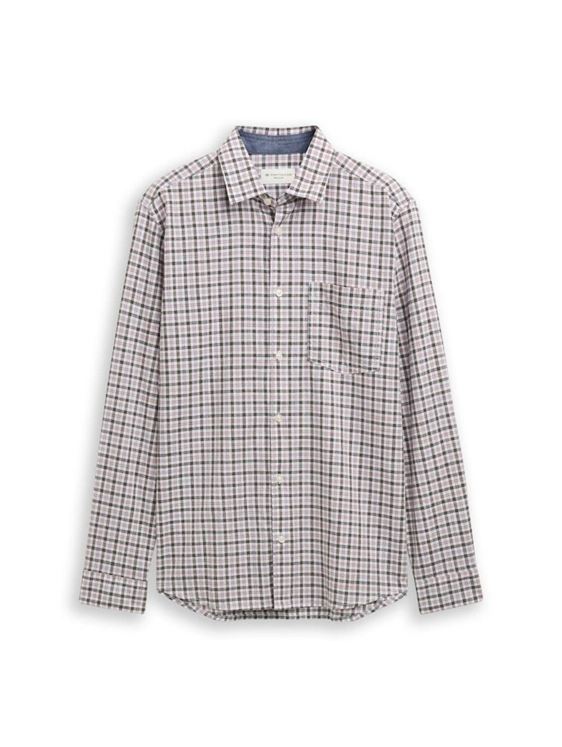 olive white small check