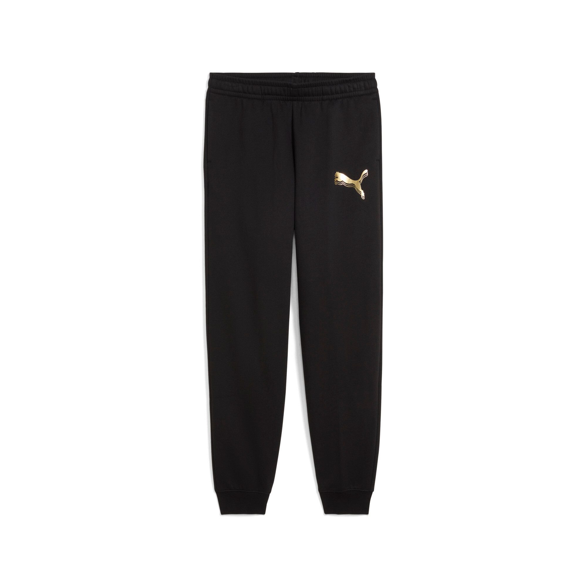 PUMA Trainingshose ESS METALLIC HIGH-WAIST SWEATPANTS FL G für entspannte Aktivitäten, aus Baumwolle und Polyester