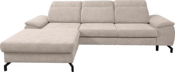 WERK2 Ecksofa Panama, Modernes Sofa mit Schlaffunktion, Bettkasten, Kopfteile verstellbar