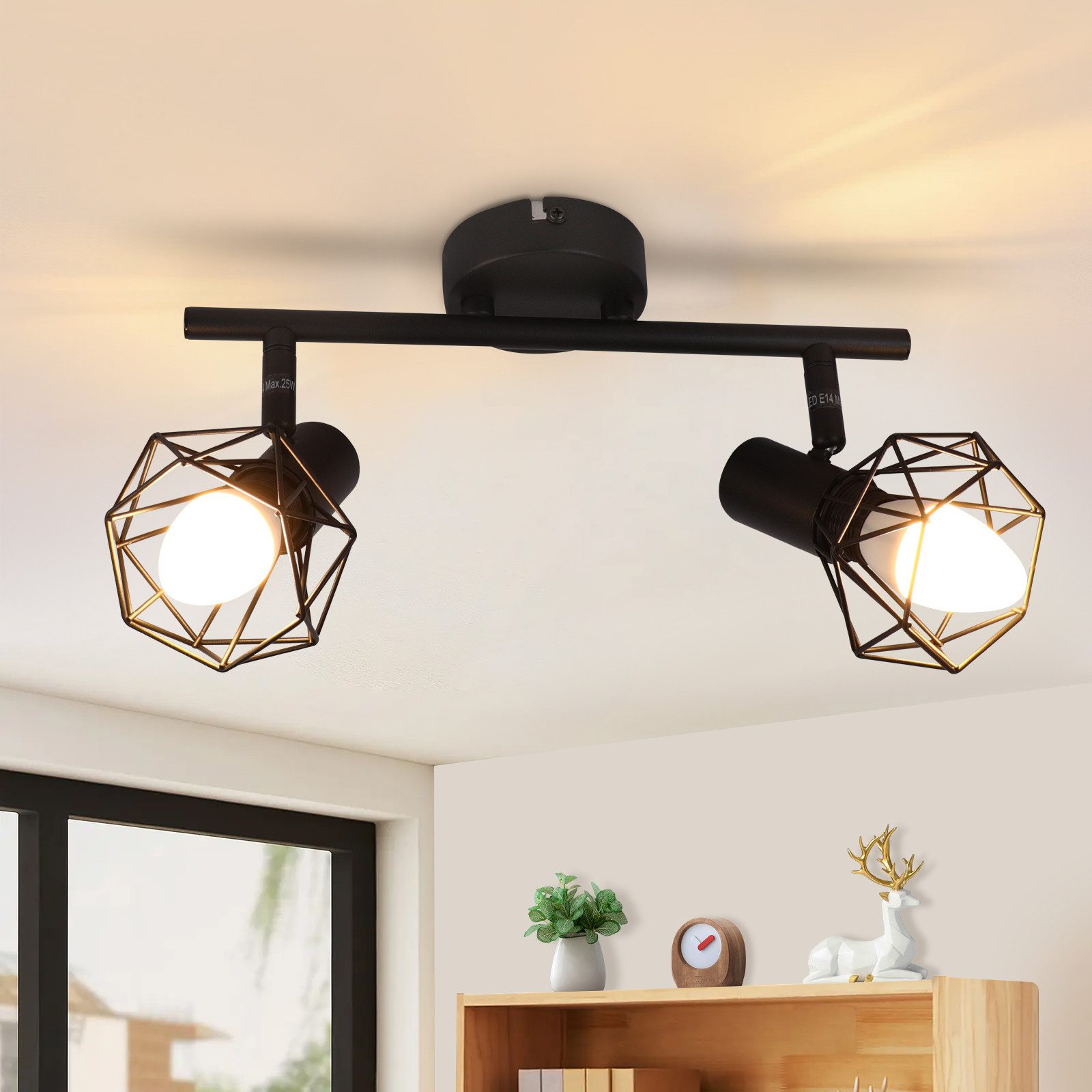 Nettlife Deckenstrahler Schwarz 2/3/4/5 Flammig Wohnzimmer günstig online kaufen