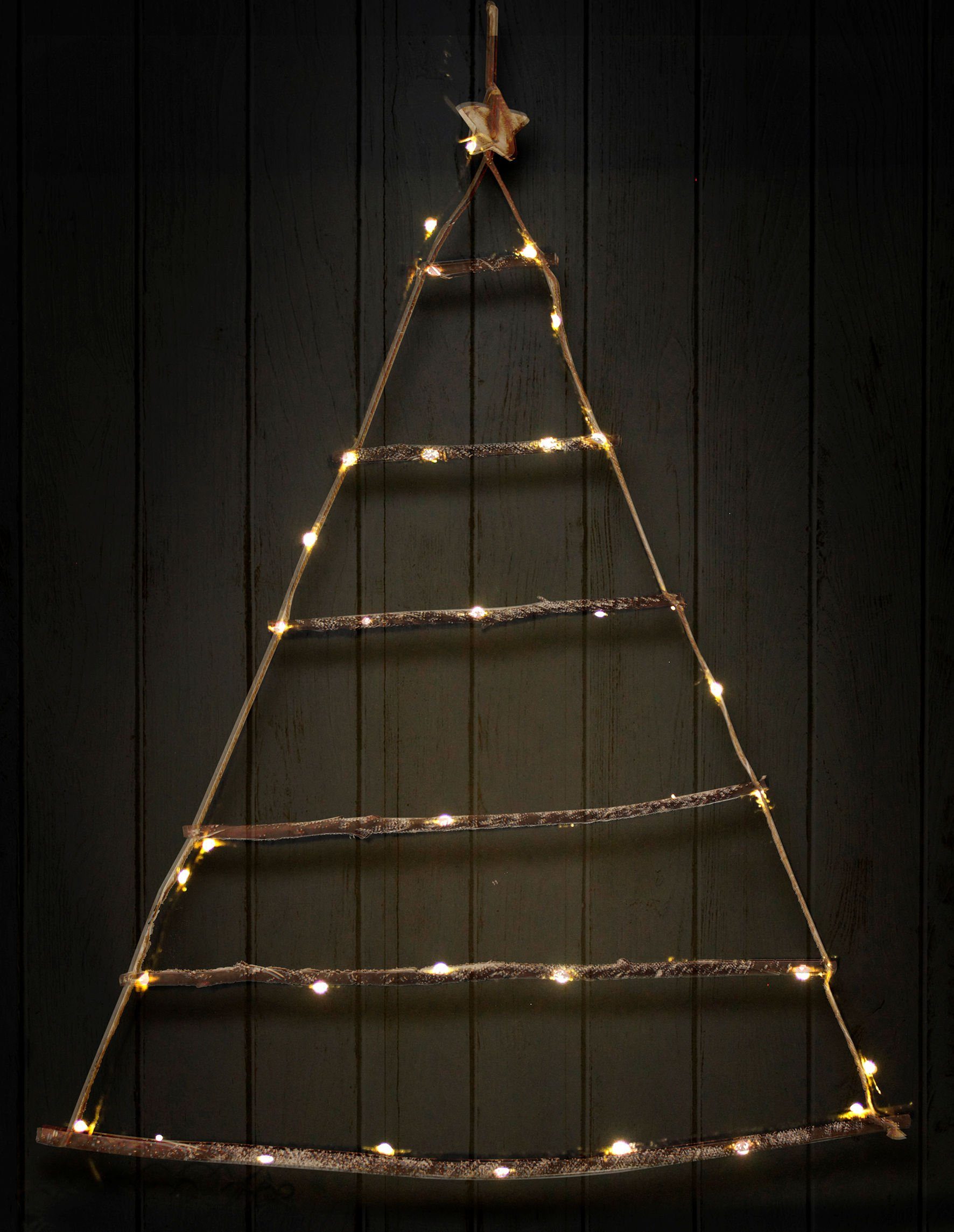 Spetebo LED Dekofigur Holzbaum hängend mit Lichterkette 40 LED, An / Aus, L günstig online kaufen