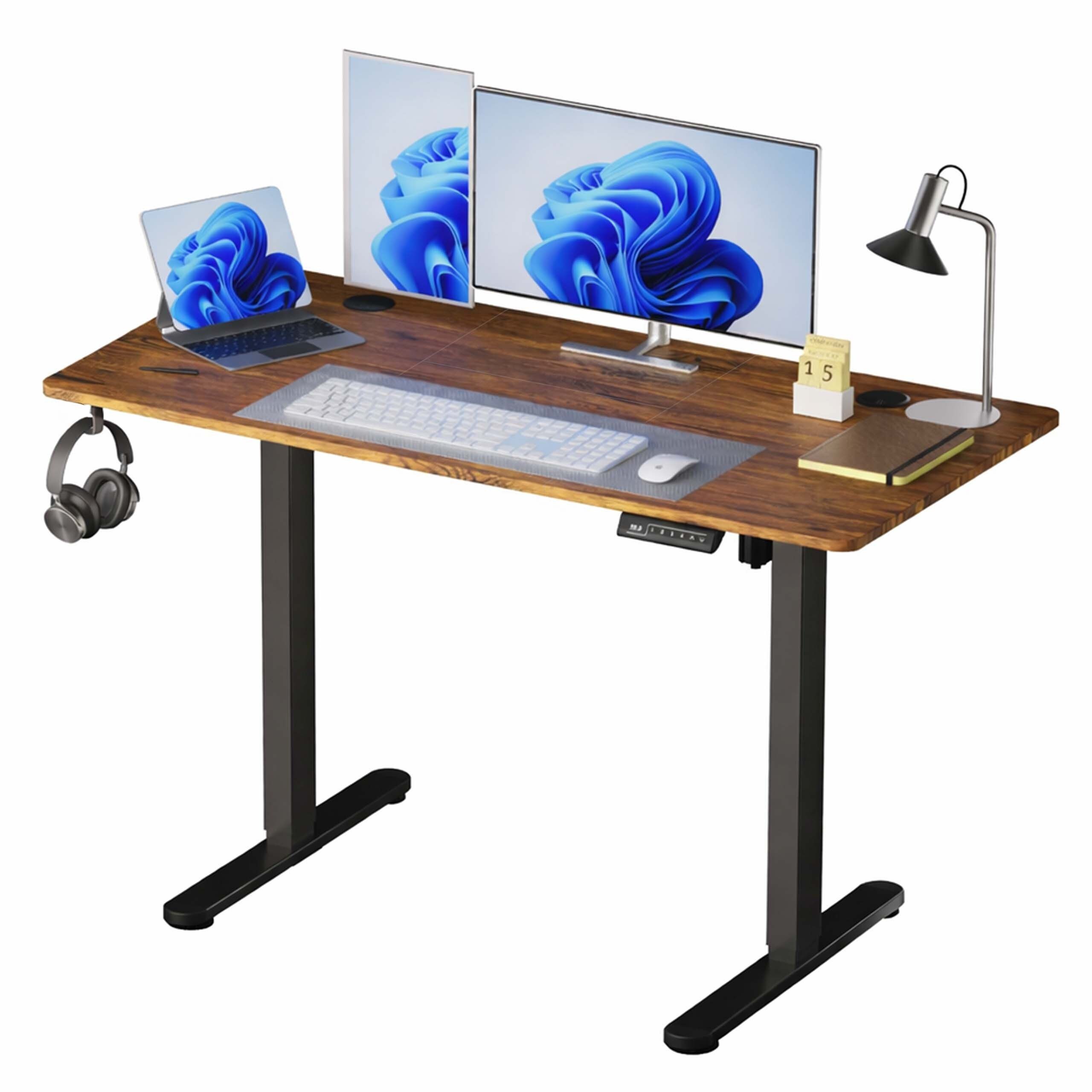 relaxdays Schreibtisch Höhenverstellbarer Schreibtisch Display (1-St), Industrial-Schwarz, 160 x 60 cm