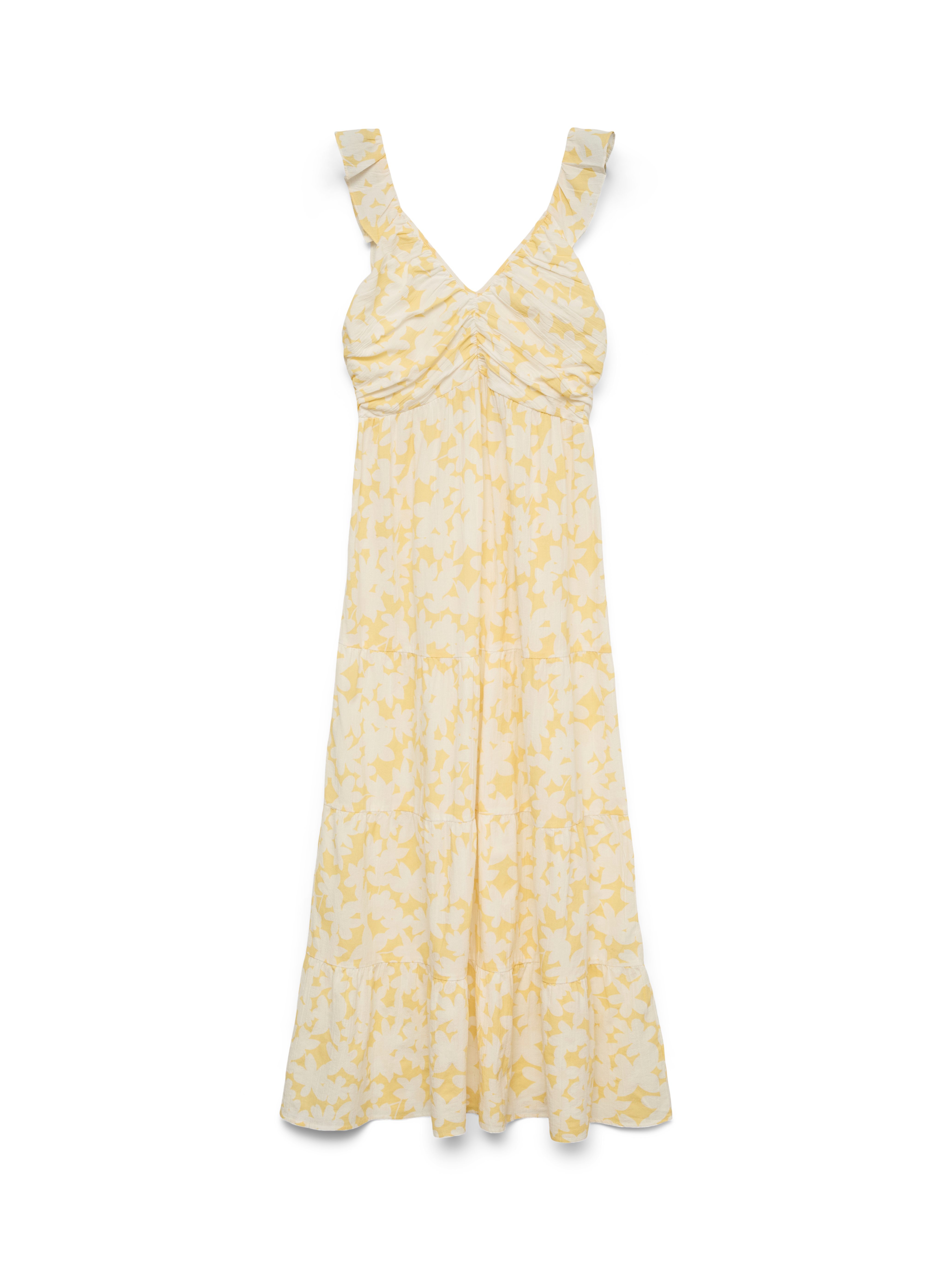 Vero Moda Maxikleid VMDICTHE SL FRILL ANKLE DRESS WVN GA Baumwolle, regular fit