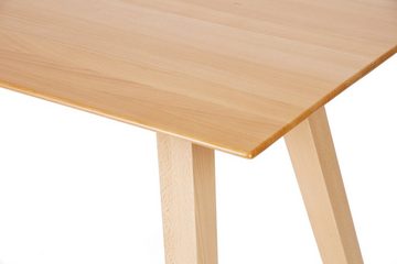 kundler home Esstisch 'Der Natürliche', Küchentisch, Tisch Buche Massivholz, 110x75cm, Tischplatte Buche Massivholz in A+ Qualität mit durchgehenden Lamellen
