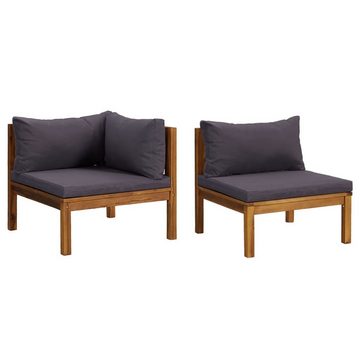 vidaXL Loungesofa 2-tlg. Sofa-Set mit Dunkelgrauen Kissen Akazie Massivholz, 1 Teile