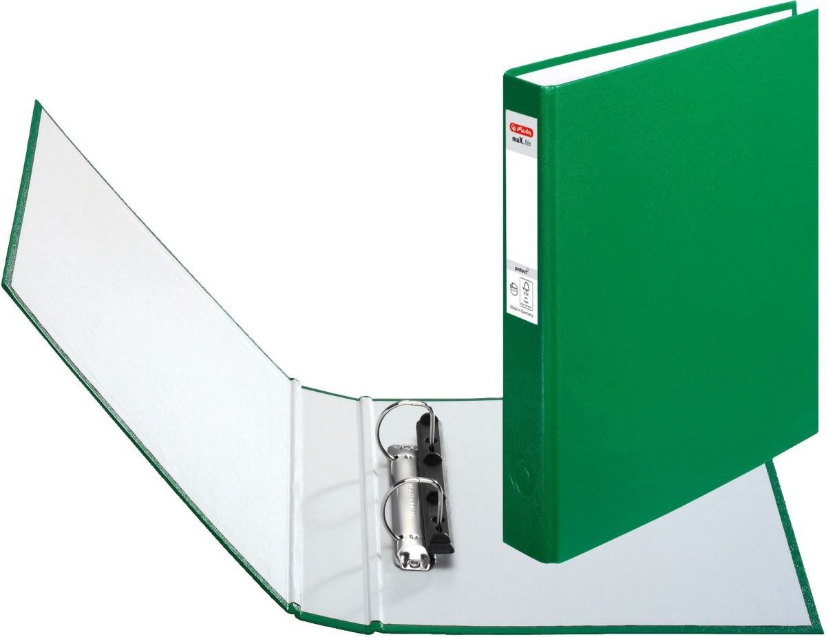Herlitz Präsentationsordner Ringbuch protect 2 Ringe 25mm A5 grün maX.file