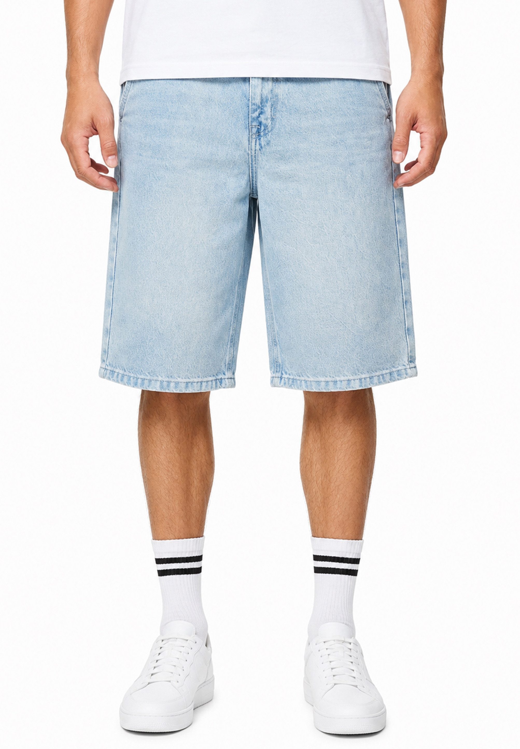 SOULSTAR Jeansshorts im Baggy-Fit aus 100% Baumwolle für Herren Kurze Hose - Sommer-Shorts Bermuda für Männer