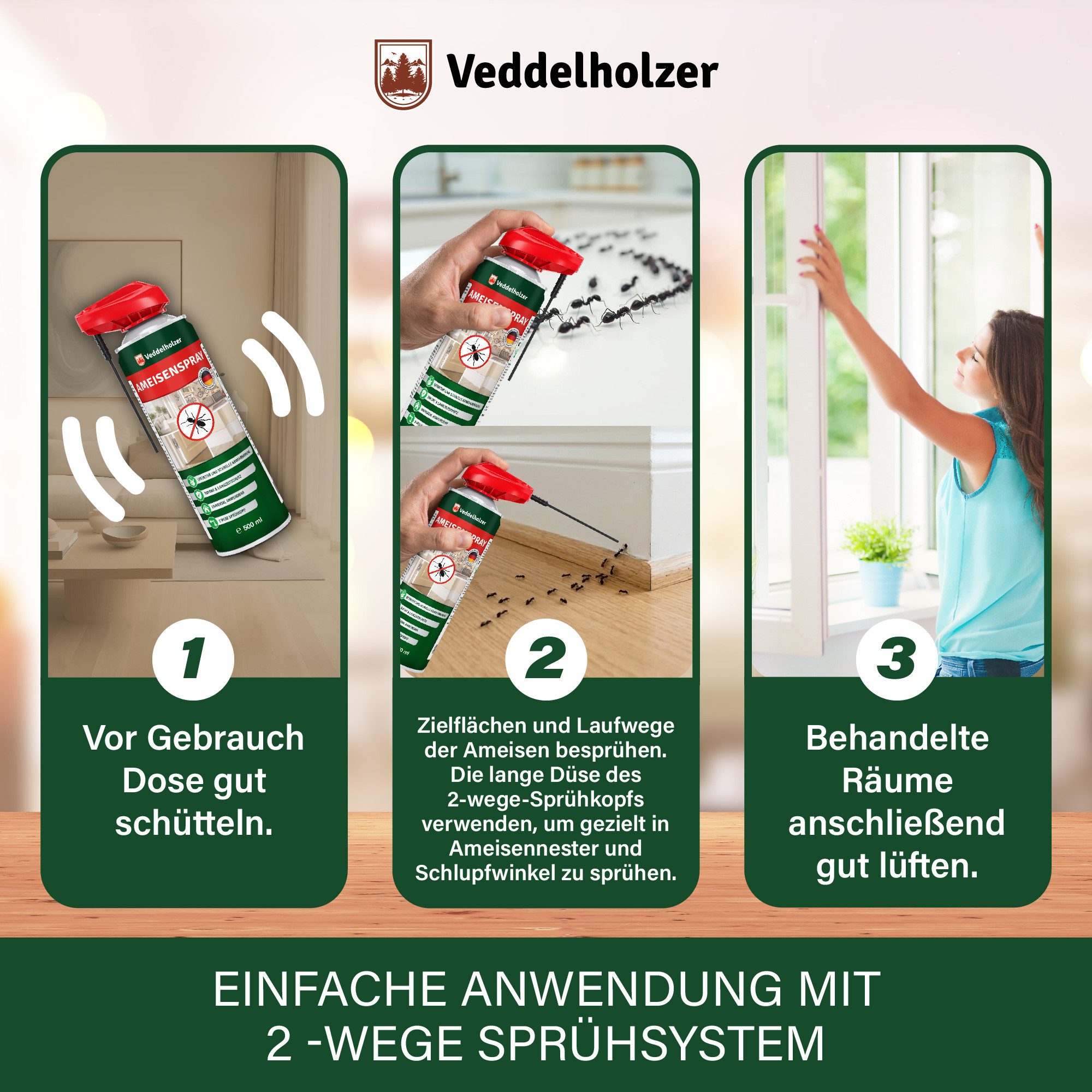 Veddelholzer Insektenspray 500 ml Ameisenspray Effektives Ameisenspray mit Sofortwirkung, gegen Ameisen im Haus, Garten & auf der Terrasse – Bild 4 von 5