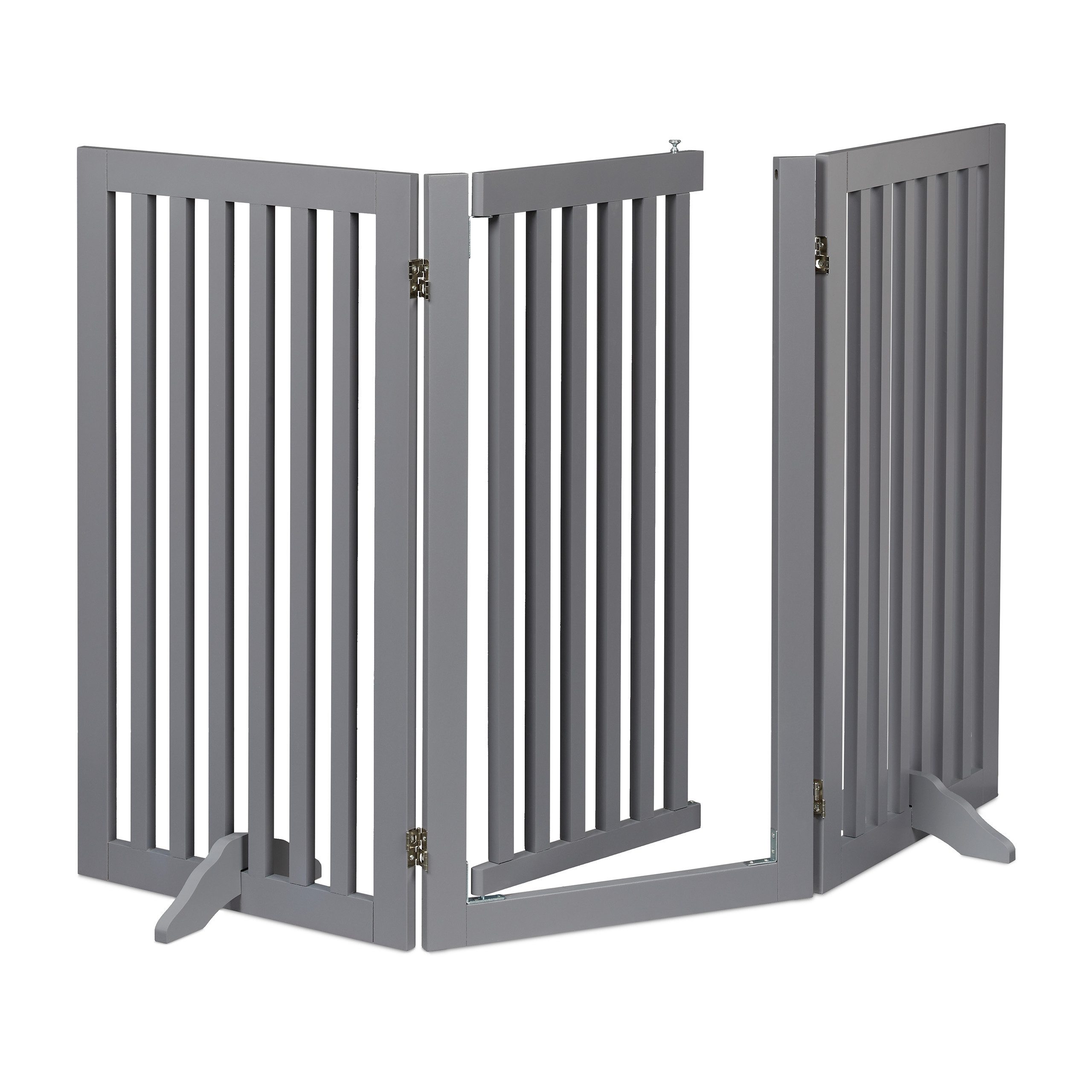 relaxdays Treppenschutzgitter Graues Absperrgitter mit Tür 92 cm hoch günstig online kaufen