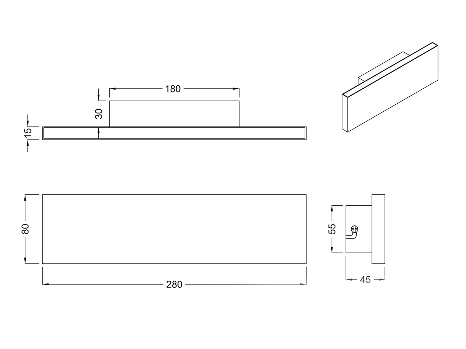 TRIO Leuchten LED Wandleuchte, Dimmfunktion, LED fest integriert, Warmweiß, Indirekt-e Innen Wand-Beleuchtung aus Metall extra flach, Breite 28cm