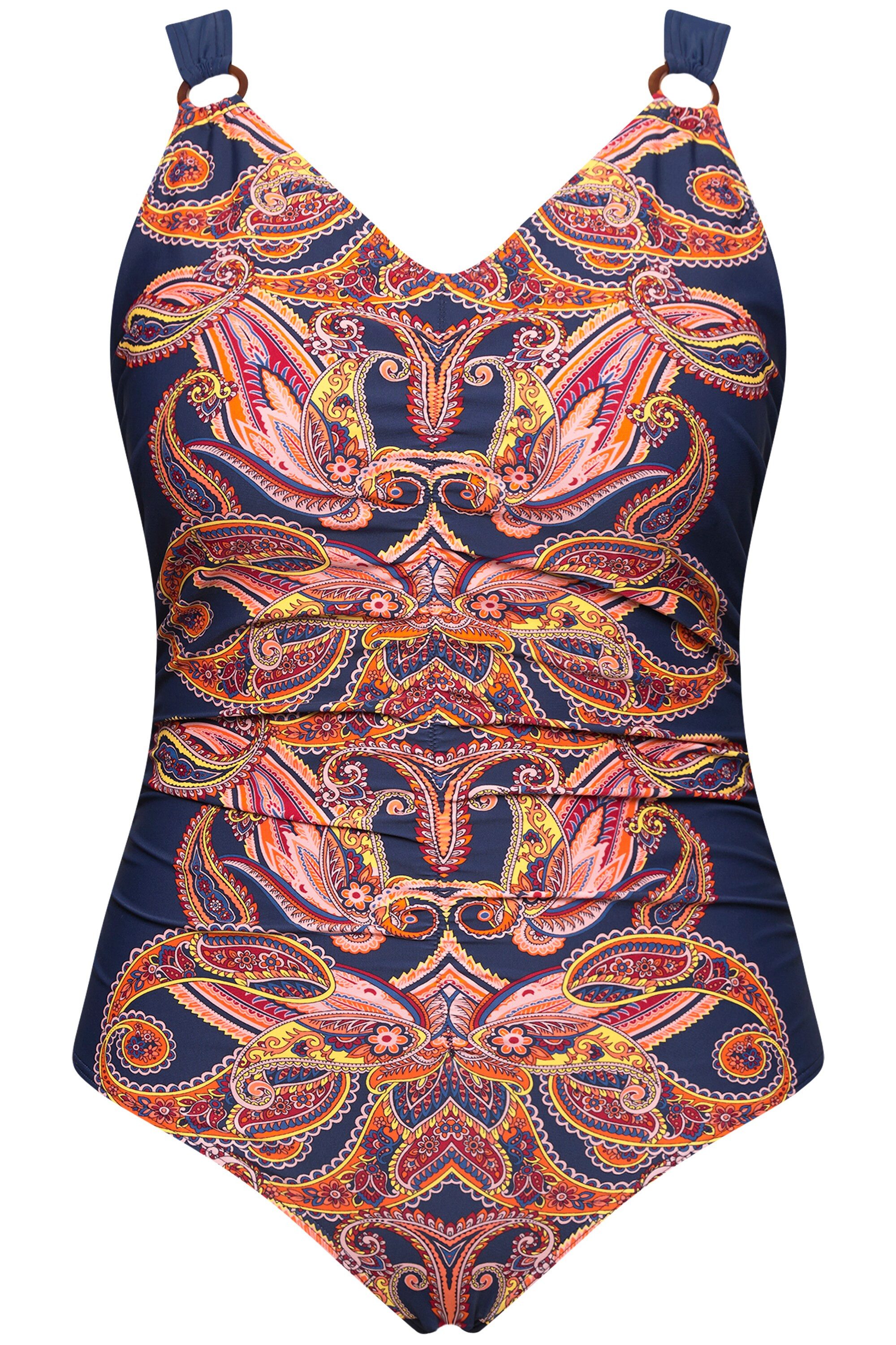 Ulla Popken Badeanzug Badeanzug Paisley Softcups Vorderfutter recycelt günstig online kaufen