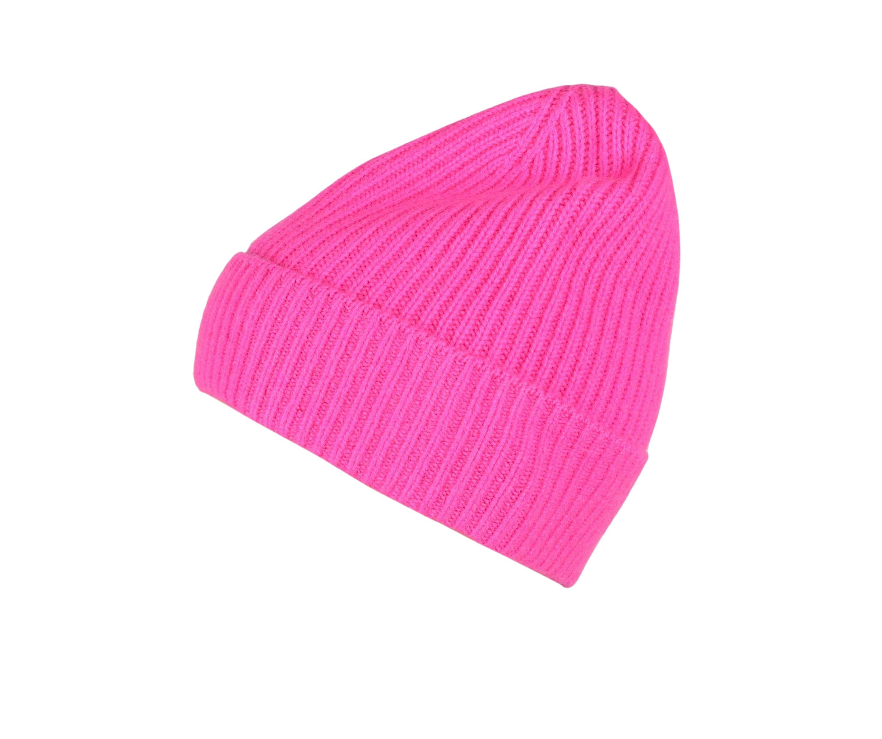 Umschlag Breiter Mütze Strickmütze 100 Zwillingsherz aus Kaschmir % pink Zwillingsherz Beanie Damen
