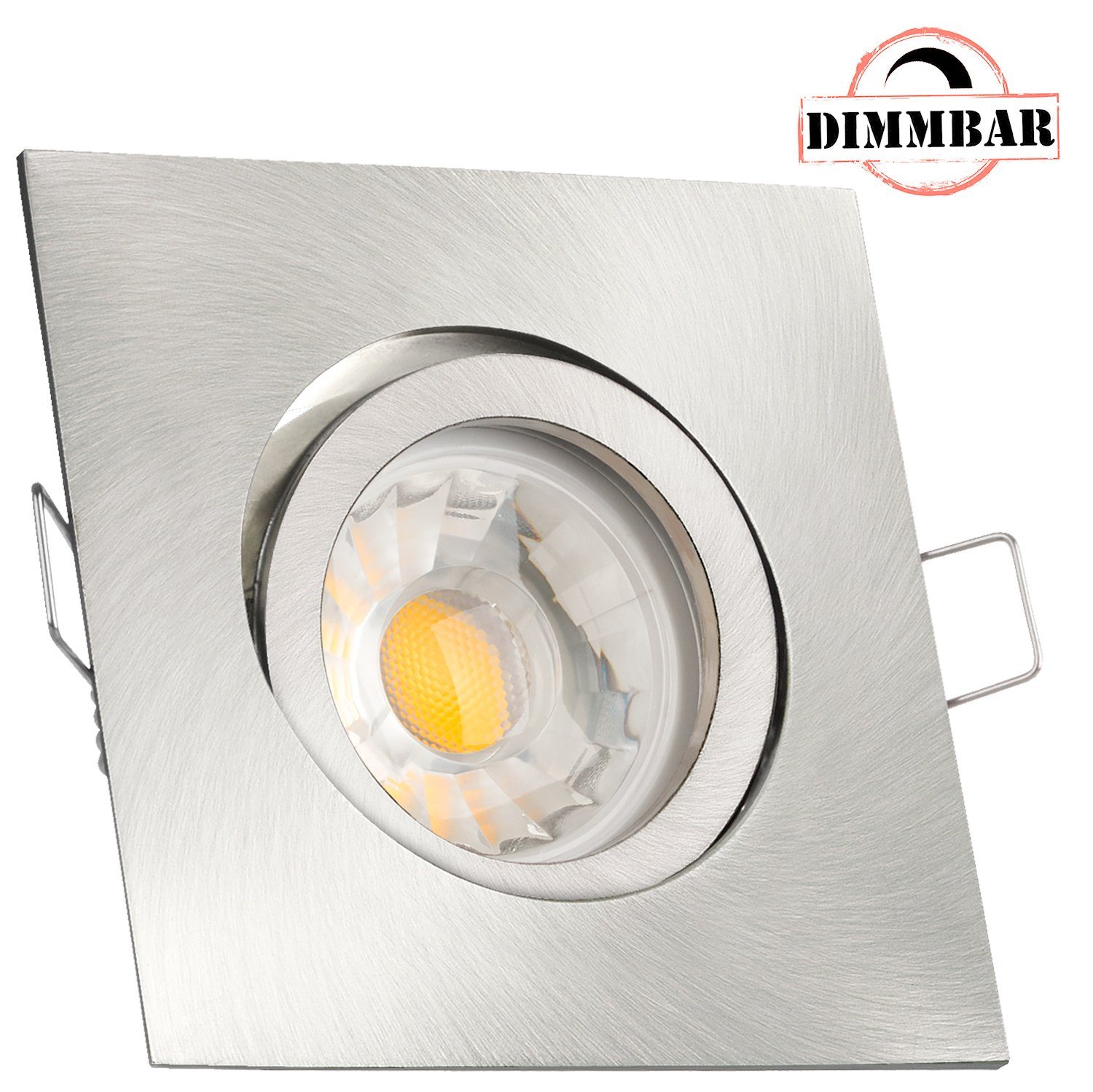 LEDANDO LED Einbaustrahler LED Einbaustrahler Set Silber gebürstet mit LED GU10 Markenstrahler vo | Strahler