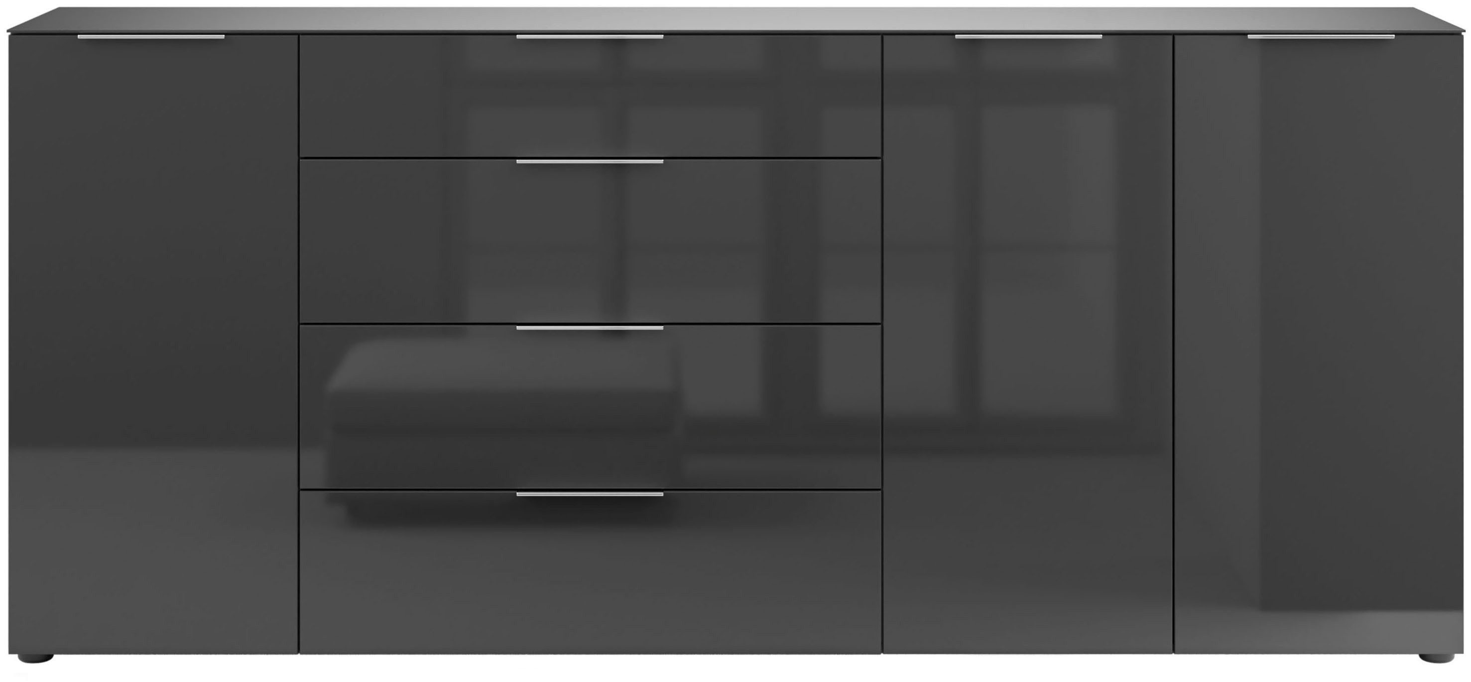 Manjana Möbel Sideboard Style, mit Metallgriffen & Glasfront, Soft-Close, Selbsteinzug, in 2 Breiten