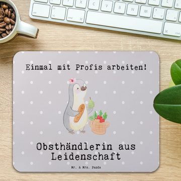 Mr. & Mrs. Panda Mauspad Obsthändlerin Leidenschaft - Grau Pastell - Geschenk, Mousepad, Büroa (1-St), Rutschfest