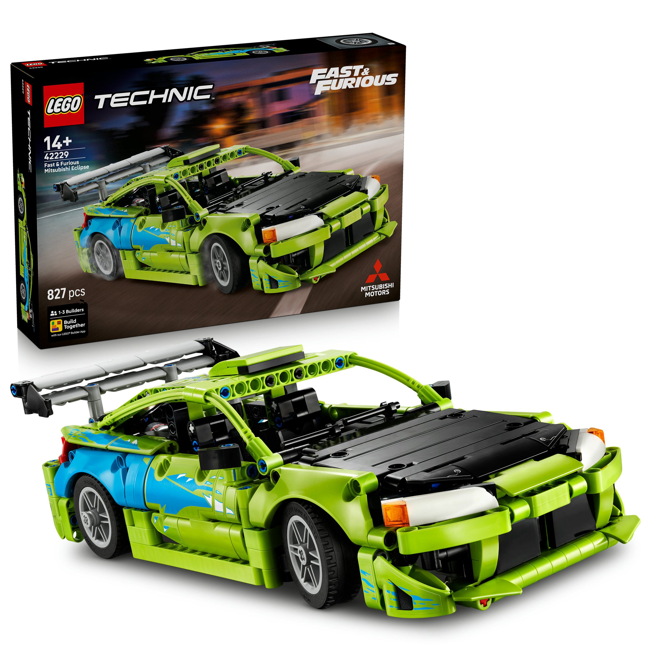 LEGO® Fast and Furious Mitsubishi Eclipse Auto (42229), LEGO Technic Konstruktionsspielsteine, (827 St), Made in Europe