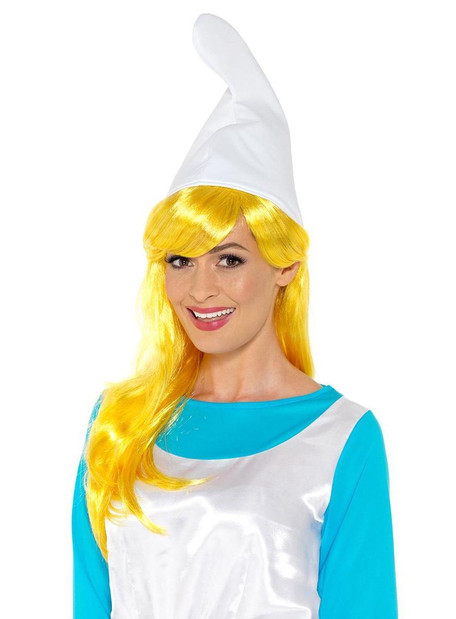 Metamorph Kostüm-Perücke Die Schlümpfe – Schlumpfine Perücke, Knallgelbe, lange Haare für den weiblichen Schlumpf