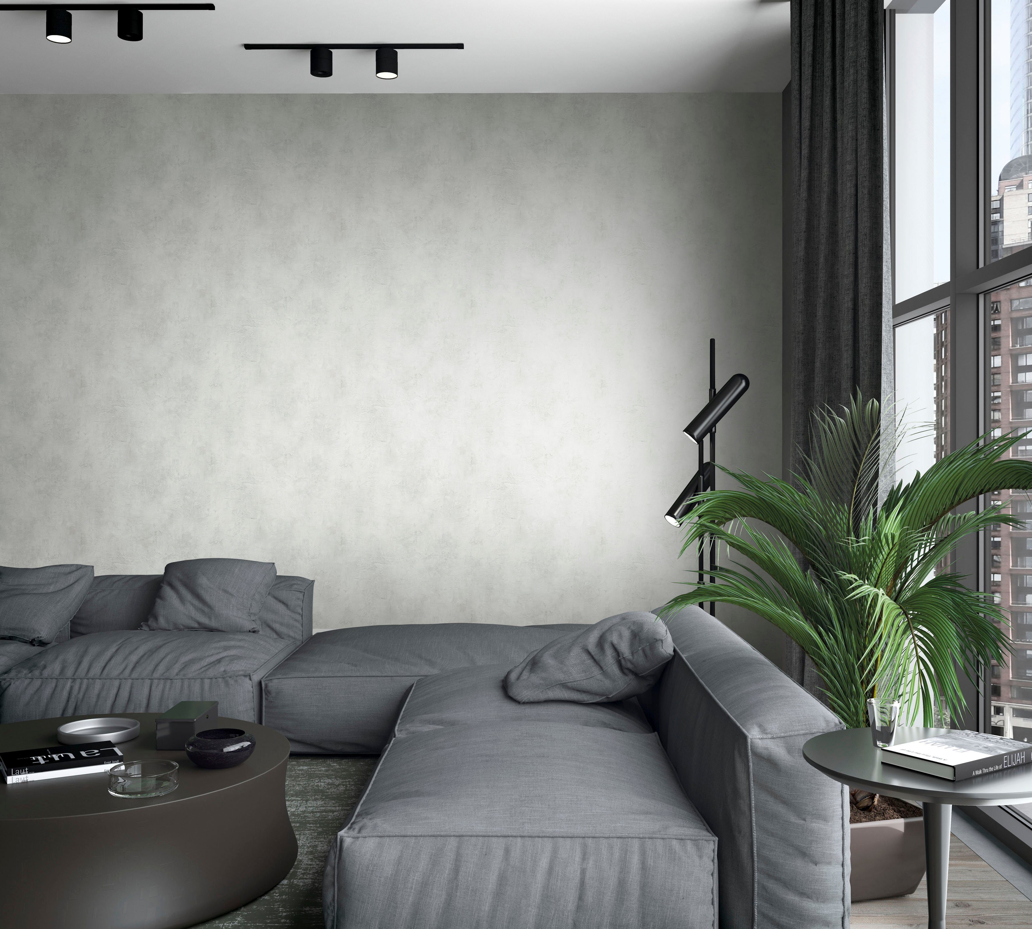 moderne Schlafzimmer greige für Leather, uni, Vliestapete texturiert, Marburg Küche Wohnzimmer Vliestapete