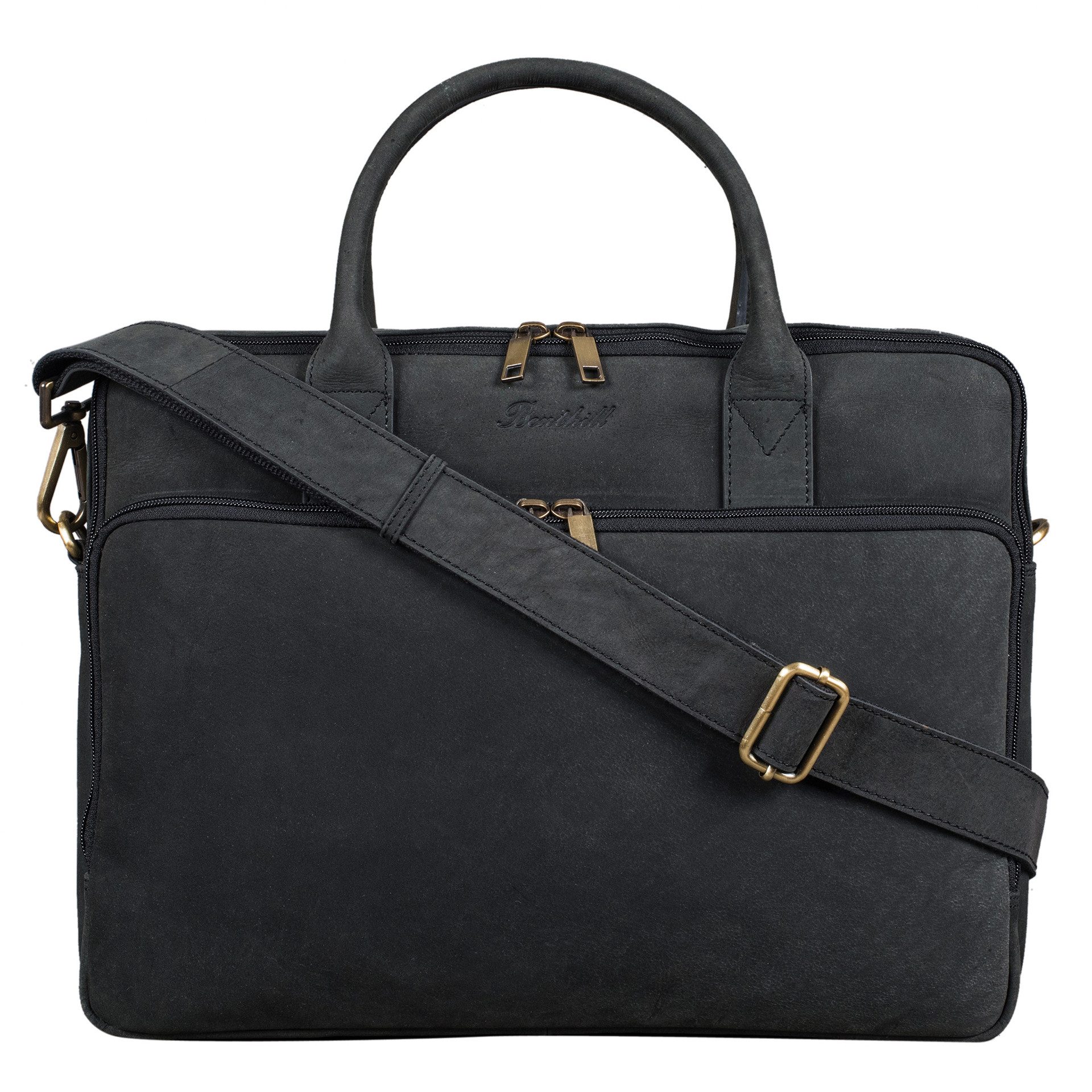 Benthill Aktentasche Echt Leder Laptoptasche Umhängetasche Herren Aktentasche, Schultergurt / Umhängegurt Reißverschlussfach