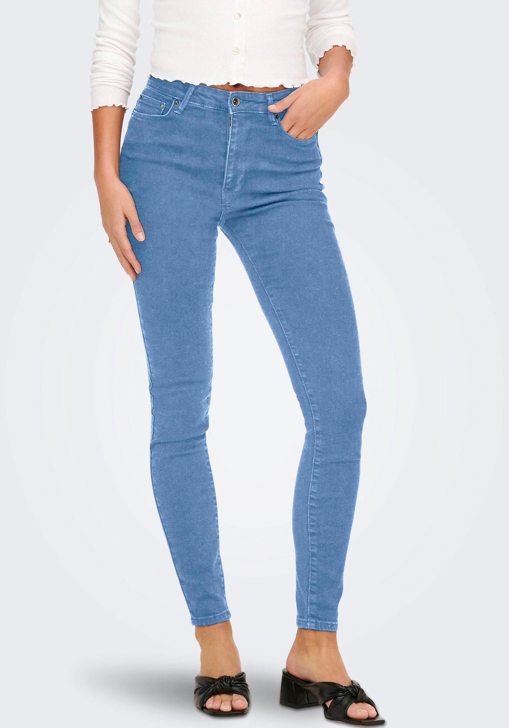 ONLY High-waist-Jeans ONLICONIC HW SK LONG ANK DNM NOOS Light Blue Denim