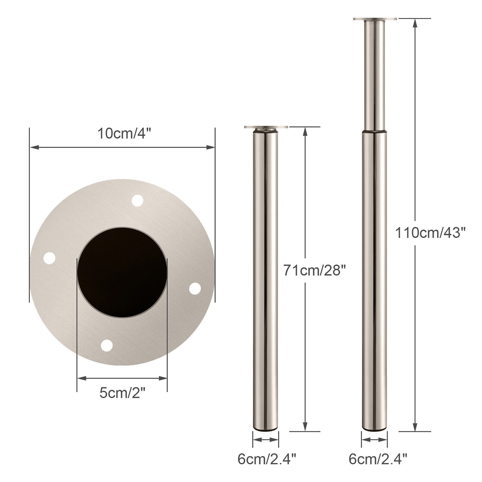 Youyijia Möbelfuß Furniture Foot, Cylindrical Metal Table Legs