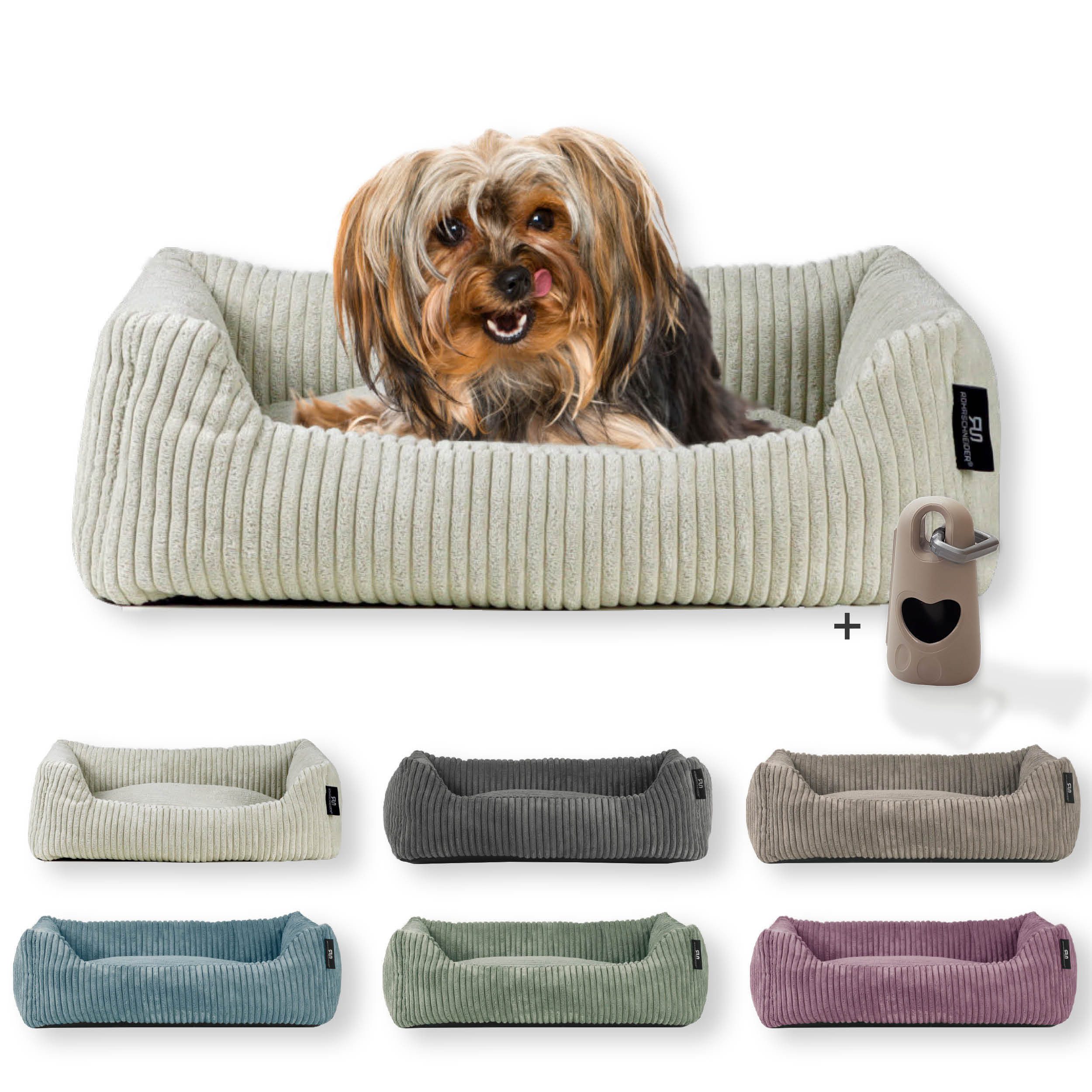 Rohrschneider Tierbett Hundebett Hundekorb Cordstoff, inkl. Gassibeutel