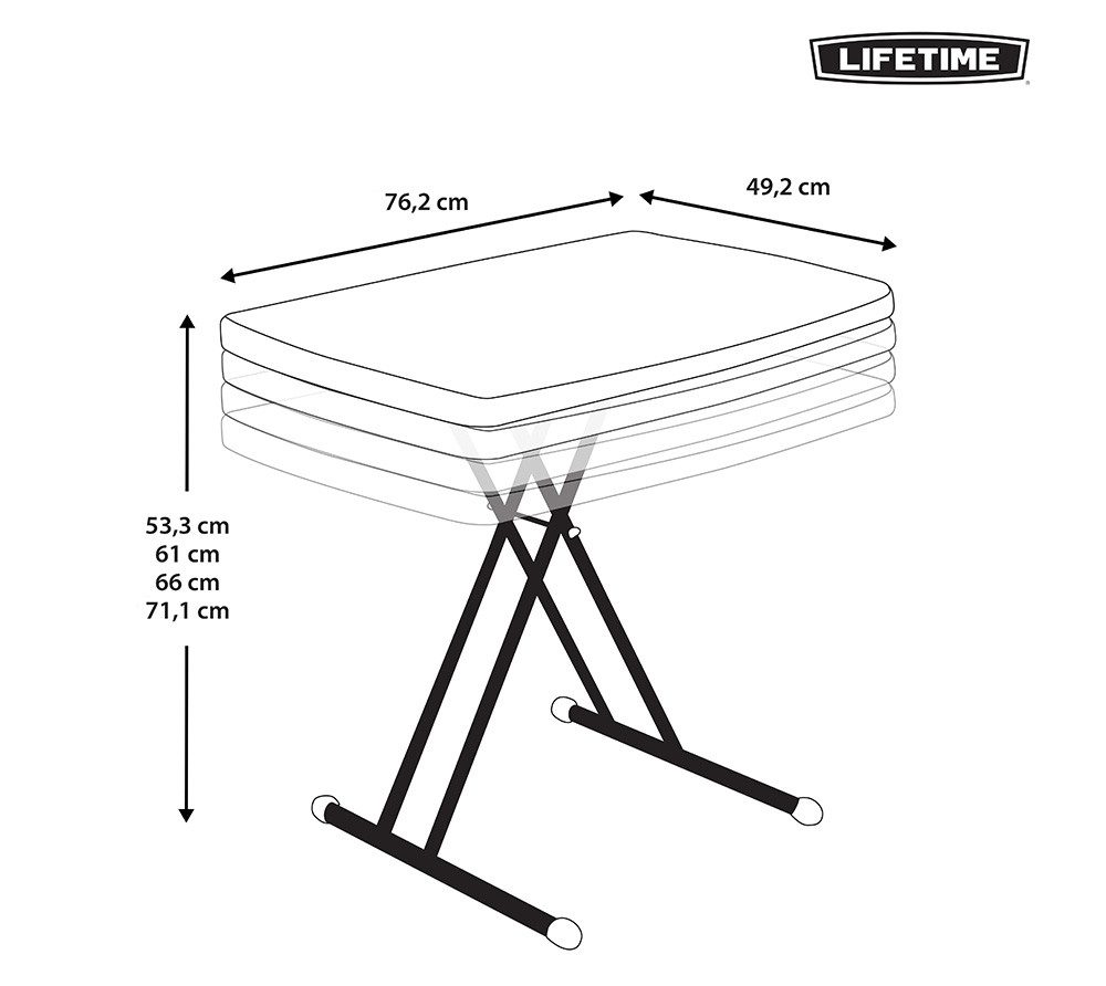 Lifetime Campingtisch (1-St), Traglast 45KG, 4 Tischhöhen (53-71cm), LxBxH 49x76x53cm