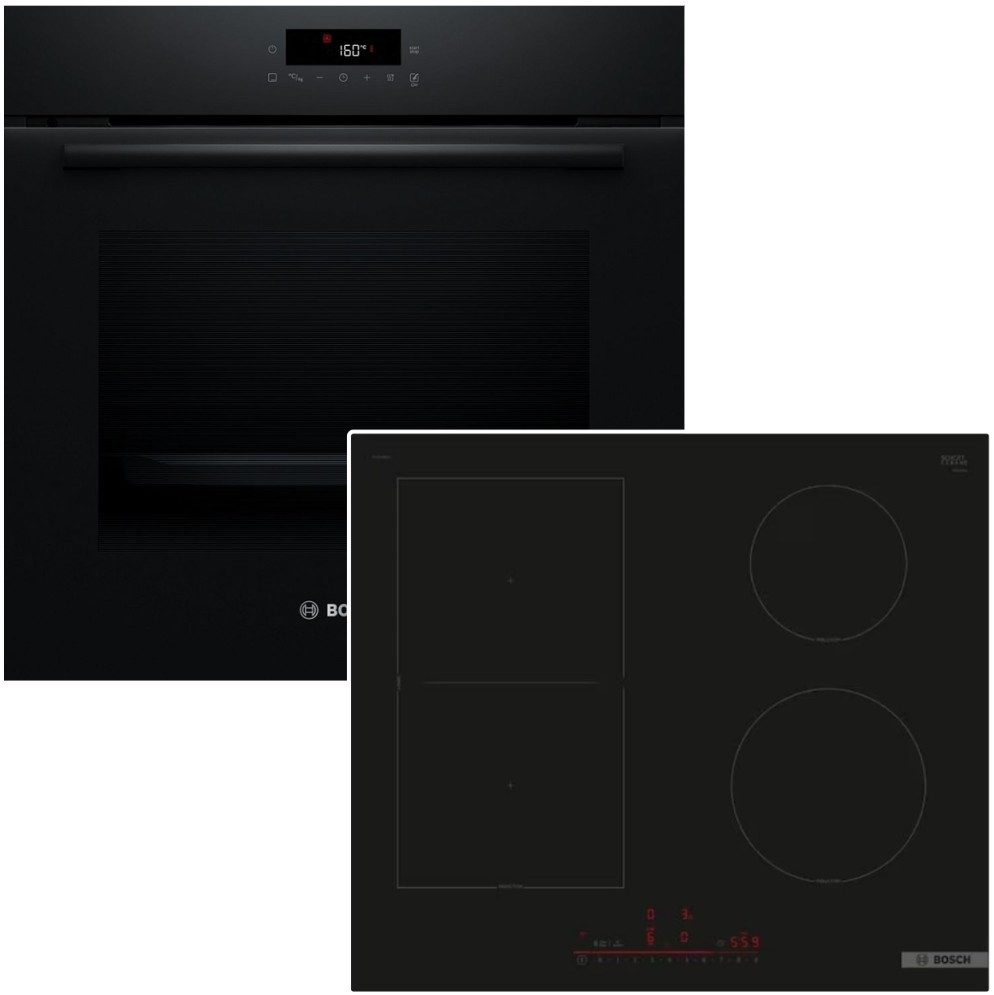 BOSCH Backofen-Set Pyrolyse TouchControl + Induktionskochfeld 60cm PowerBoost HomeConnect, mit Nein, Pyrolyse-Selbstreinigung Hydrolyse