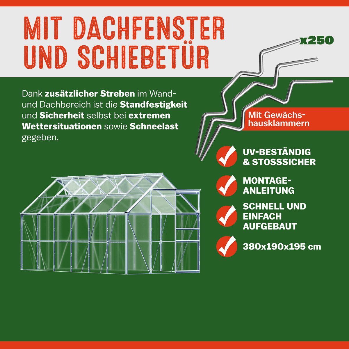 Gardebruk Gewächshaus, Aluminium 7,2m²...