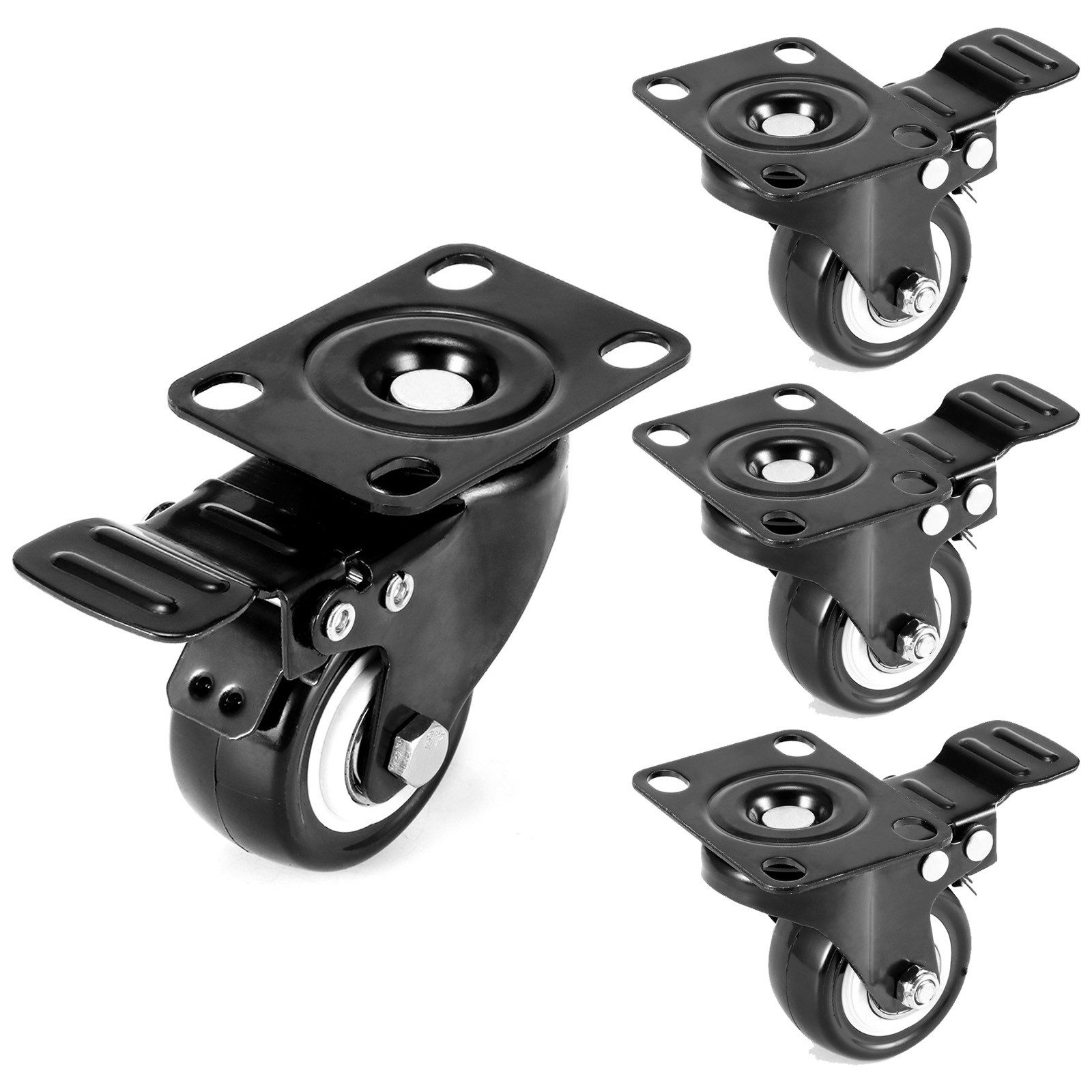 BlingBin Stuhlrolle Ролики для мебели Schwerlast, 4er Set Schwerlastrollen Lenkrollen mit Bremse, (4er Set, 4-St., 4 Stück), 360° Drehplatte Rollen Transportrollen für viele Bodenarten