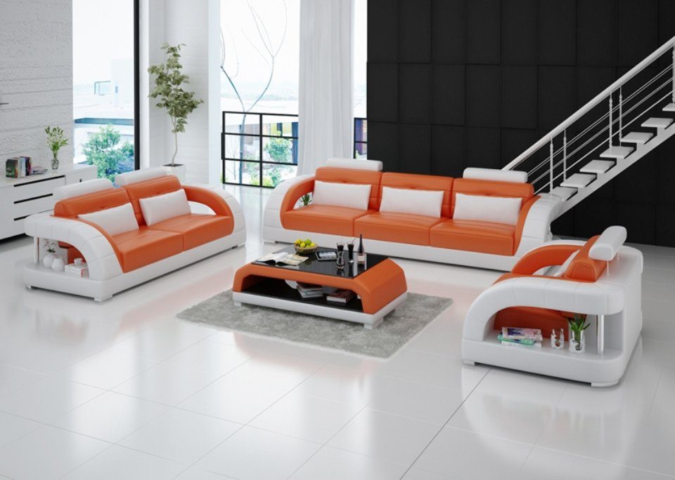 JVmoebel Sofa Ledersofa Couch Wohnlandschaft 3+2+1 Sitzer Garnitur Sofagarnitur, Made in Europe